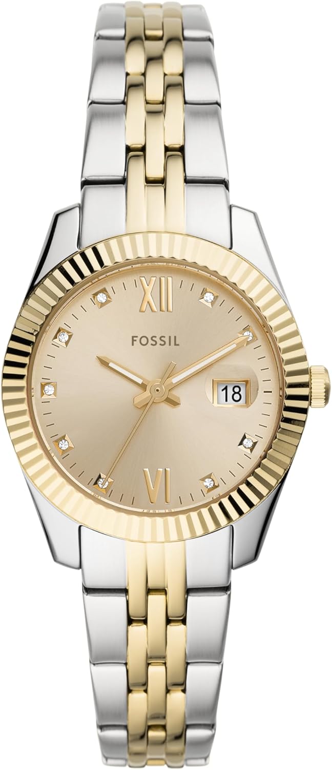 Fossil Women’s Scarlette Mini Quartz Stainless Steel Three-Hand Watch, Color: Gold/Silver (Model: ES4949) Fossil Women’s Scarlette Mini Quartz Stainless Steel Three-Hand Watch, Color: Gold/Silver (Model: ES4949)