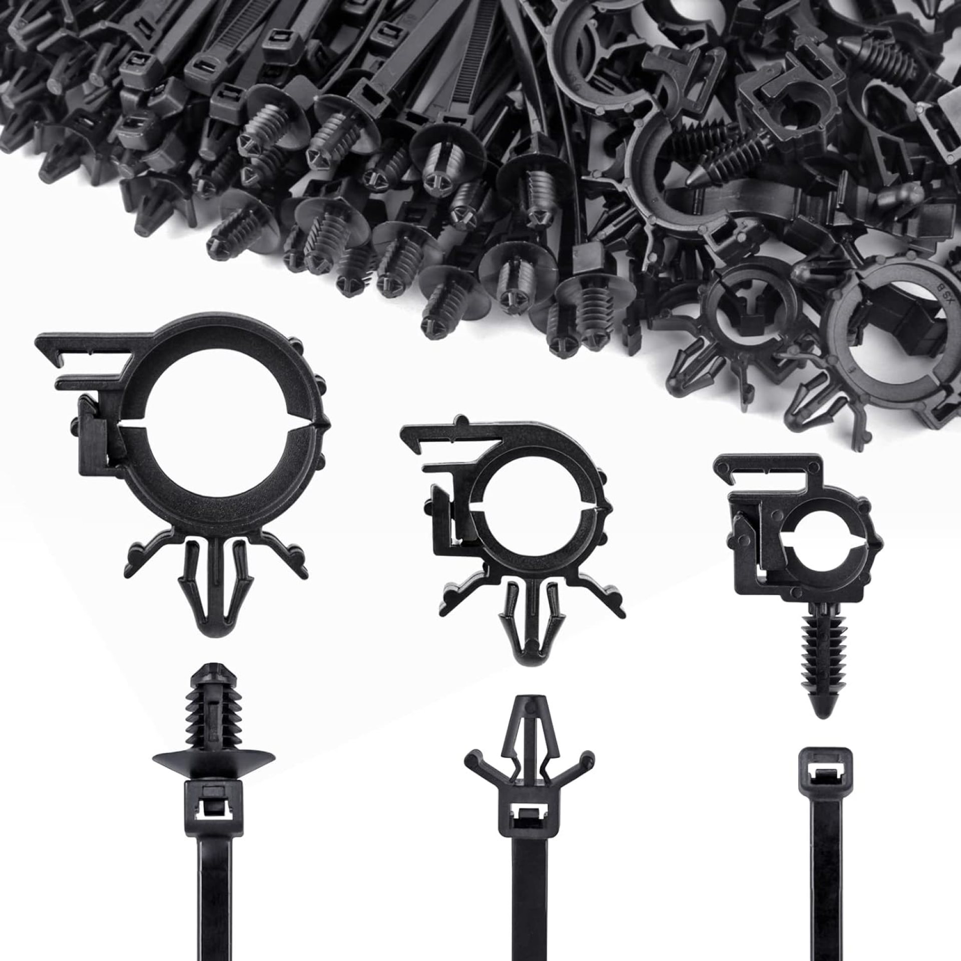 150pcs Nylon Universal Cable Tie Buckle, Push Mount Cable Zip Tie with Car Wire Loom Routing Clips, Universal Compatible with GM Ford Trucks Cars Sedan UTV Engine Bay Self Locking Straps 150pcs Nylon Universal Cable Tie Buckle, Push Mount Cable Zip Tie with Car Wire Loom Routing Clips, Universal Compatible with GM Ford Trucks Cars Sedan UTV Engine Bay Self Locking Straps