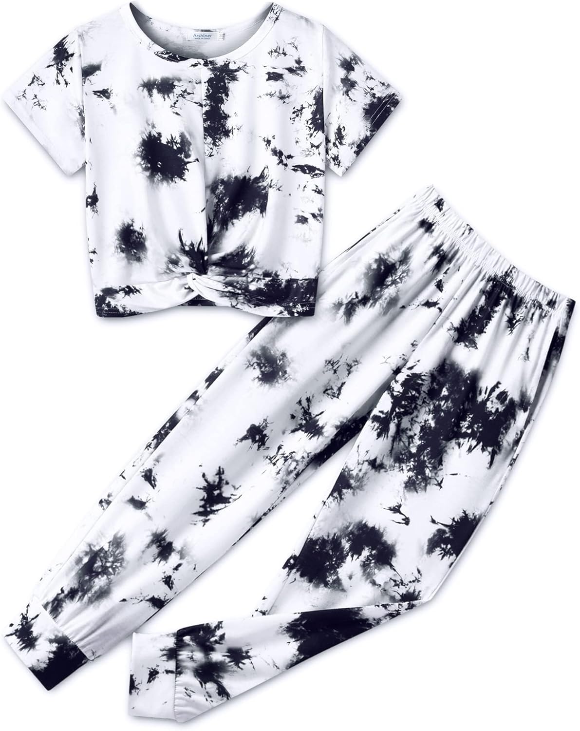 Arshiner Girls Clothing Sets Tie Dye Twist Front Tops & Sweatpants Outfits Sportwear Sweatsuits Tracksuits 4-13 Year Arshiner Girls Clothing Sets Tie Dye Twist Front Tops & Sweatpants Outfits Sportwear Sweatsuits Tracksuits 4-13 Year