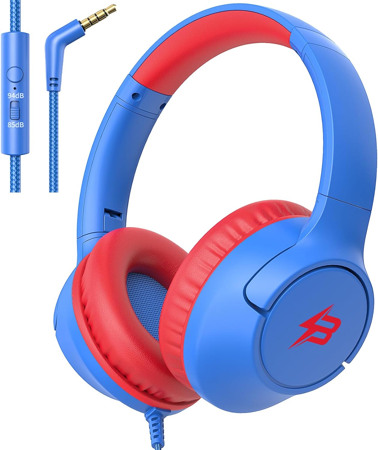 Kids Headphones with Cord for School, 85/94dB Volume Limit, Wired Headphones Over Ear for Kids Boys Girls with Microphone, Stereo Sound 3.5mm Jack for Kindle, Tablet, Airplane Travel, Blue Kids Headphones with Cord for School, 85/94dB Volume Limit, Wired Headphones Over Ear for Kids Boys Girls with Microphone, Stereo Sound 3.5mm Jack for Kindle, Tablet, Airplane Travel, Blue