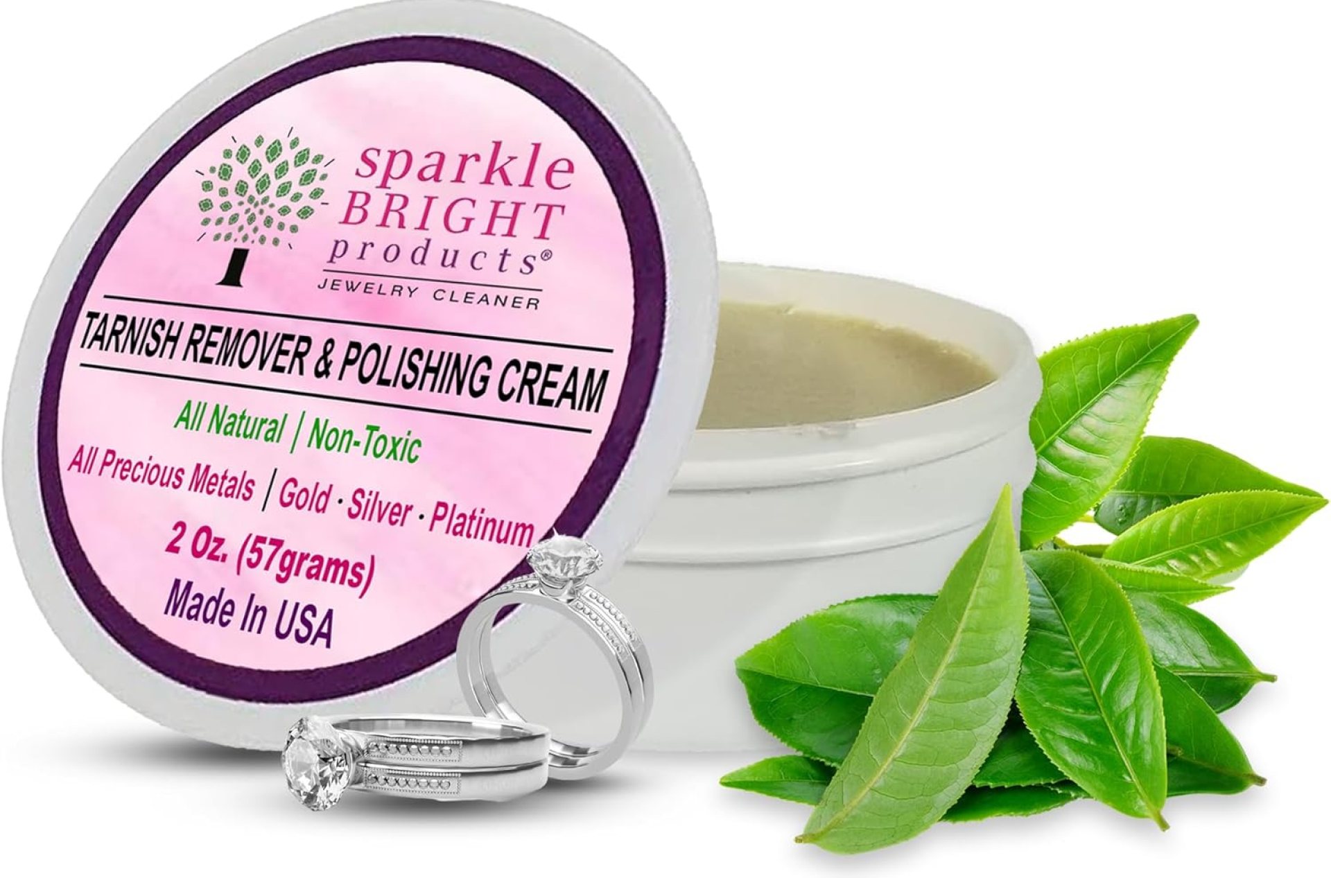 Sparkle Bright Products All-Natural Jewelry Cleaner | Tarnish Remover & Polishing Cream, 2oz. (57g) | Gold, Silver, & Platinum Precious Metal Polish for Jewelry Cleaning Sparkle Bright Products All-Natural Jewelry Cleaner | Tarnish Remover & Polishing Cream, 2oz. (57g) | Gold, Silver, & Platinum Precious Metal Polish for Jewelry Cleaning