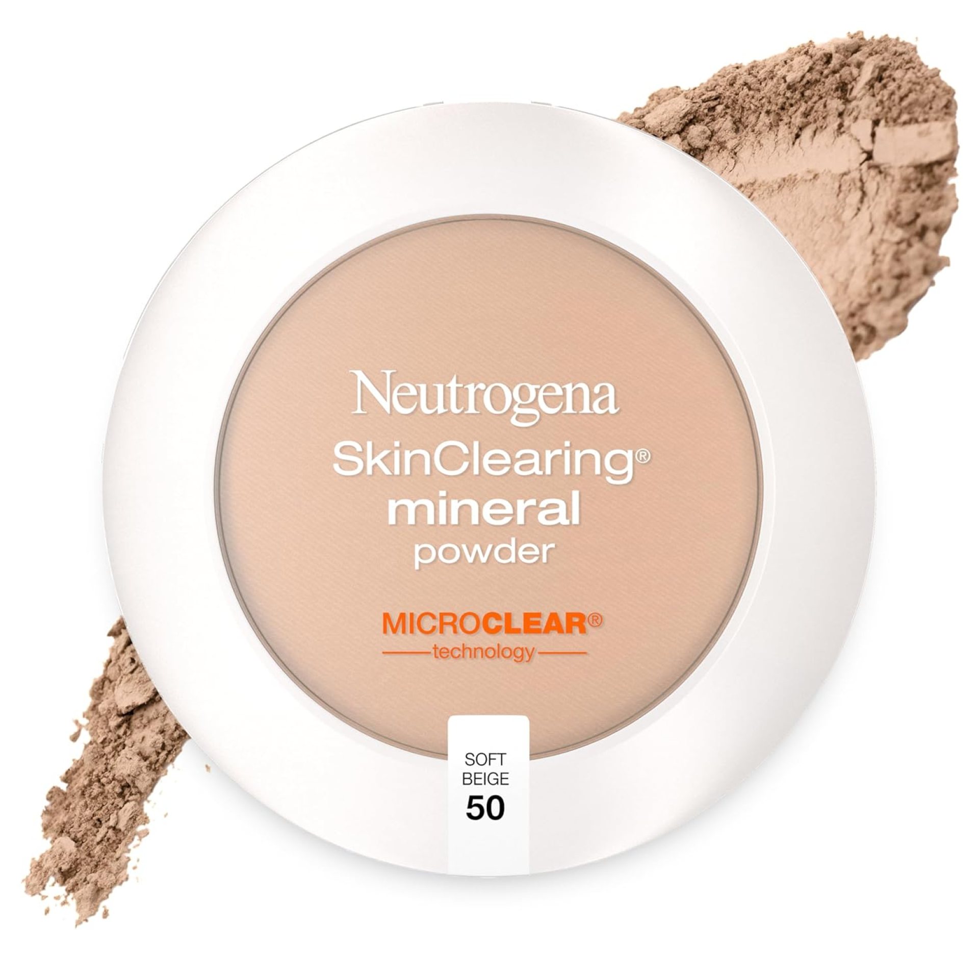 Neutrogena SkinClearing Mineral Acne-Concealing Pressed Powder Compact, Shine-Free & Oil-Absorbing Makeup with Salicylic Acid to Cover, Treat & Prevent Breakouts, Soft Beige 50,.38 oz Neutrogena SkinClearing Mineral Acne-Concealing Pressed Powder Compact, Shine-Free & Oil-Absorbing Makeup with Salicylic Acid to Cover, Treat & Prevent Breakouts, Soft Beige 50,.38 oz