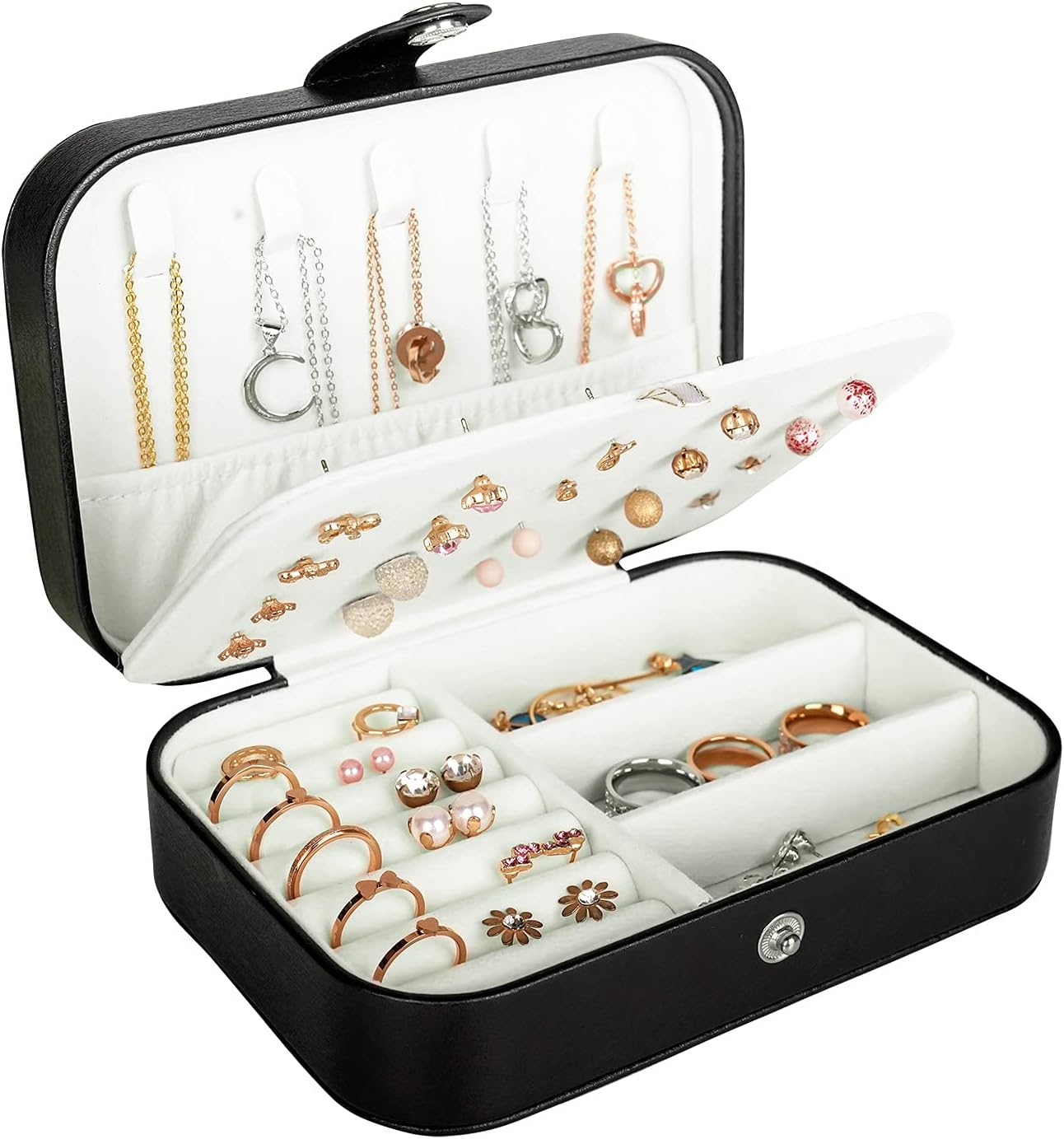 Travel Jewelry Box, PU Leather Small Jewelry Organizer for Women Girls, Portable Mini Travel Case Display Storage Holder Boxes for Stud Earrings, Rings, Necklaces, Bracelets. Travel Jewelry Box, PU Leather Small Jewelry Organizer for Women Girls, Portable Mini Travel Case Display Storage Holder Boxes for Stud Earrings, Rings, Necklaces, Bracelets.