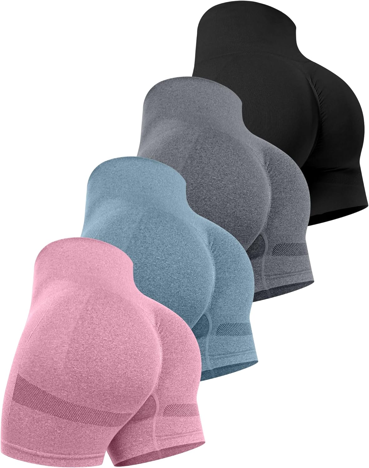 CHRLEISURE Women’s 4 Packs Workout Gym Shorts, High Waisted Butt Lifting Scrunch Butt Seamless Booty Shorts CHRLEISURE Women’s 4 Packs Workout Gym Shorts, High Waisted Butt Lifting Scrunch Butt Seamless Booty Shorts