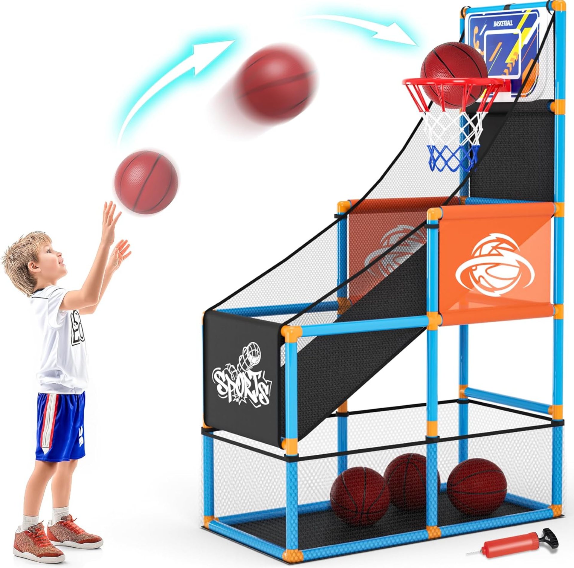 Arcade Basketball Game Set Boy Toys: Indoor Basketball Hoop with 4 Balls Outdoor Sports Toy for Kids 3-12 Years Old Adjustable Height with Air Pump Ideal Easter Birthday Gifts for Boys Girls Teens Arcade Basketball Game Set Boy Toys: Indoor Basketball Hoop with 4 Balls Outdoor Sports Toy for Kids 3-12 Years Old Adjustable Height with Air Pump Ideal Easter Birthday Gifts for Boys Girls Teens