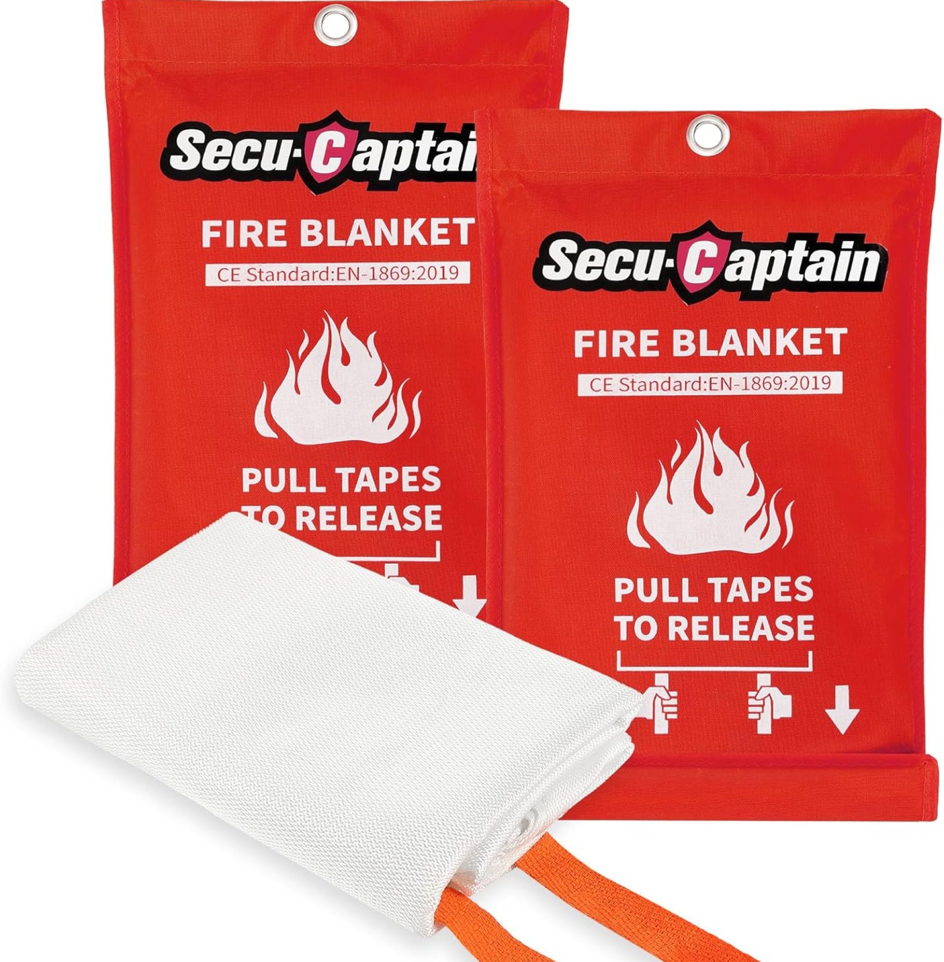 SecuCaptain Emergency Fire Blanket for Home and Kitchen – 2 Pack 40″x40″ Flame Suppression Fiberglass Fire Blankets for House Camping Car Office Warehouse Emergency Survival Safety SecuCaptain Emergency Fire Blanket for Home and Kitchen – 2 Pack 40″x40″ Flame Suppression Fiberglass Fire Blankets for House Camping Car Office Warehouse Emergency Survival Safety