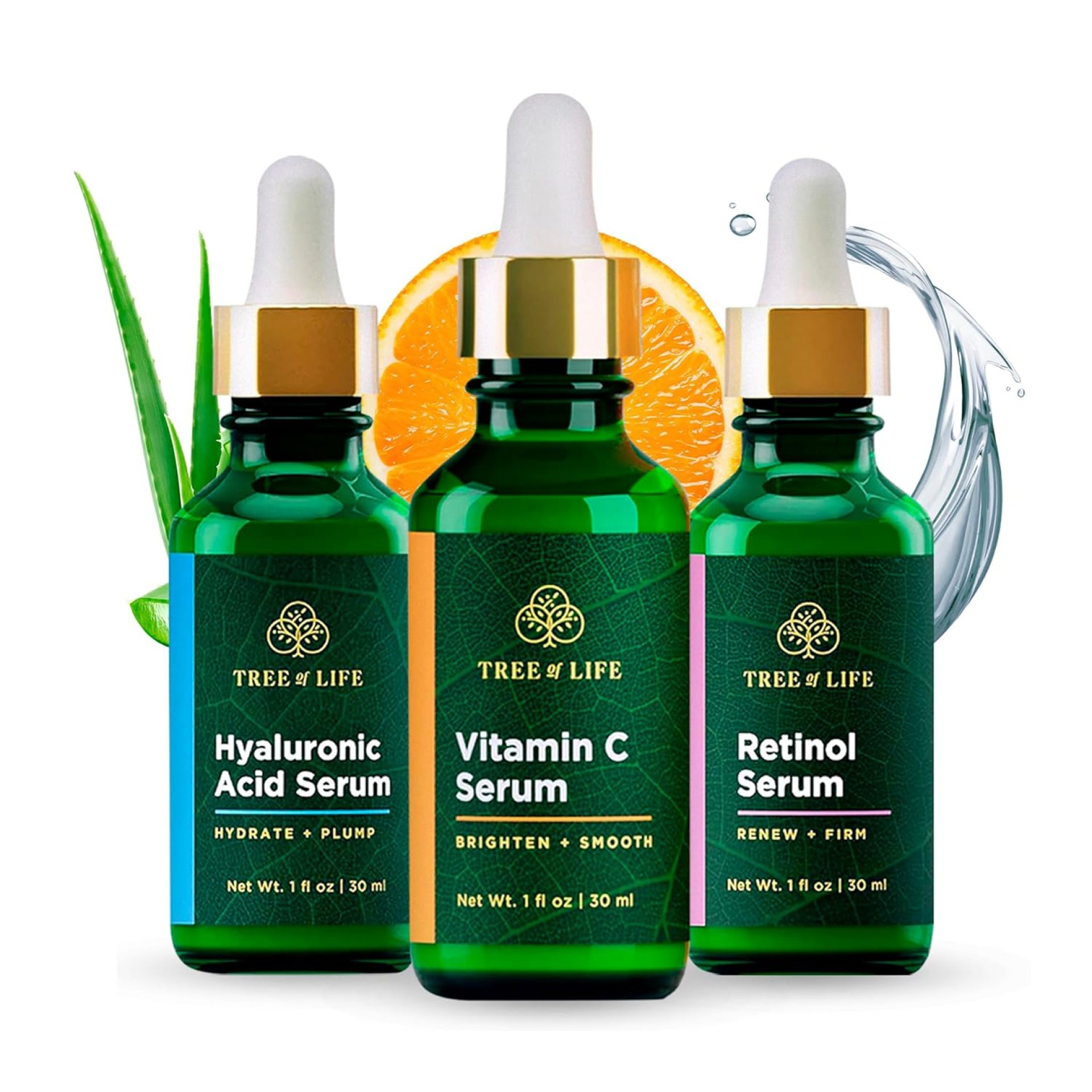 Tree of Life Beauty Facial Skin Care Set, Brightening, Firming, Hydrating, Dry Face, Dermatologist Tested – Trio Power Kit, Vitamin C, Retinol and Hyaluronic Acid, 3 count of 1 Fl Oz Tree of Life Beauty Facial Skin Care Set, Brightening, Firming, Hydrating, Dry Face, Dermatologist Tested – Trio Power Kit, Vitamin C, Retinol and Hyaluronic Acid, 3 count of 1 Fl Oz