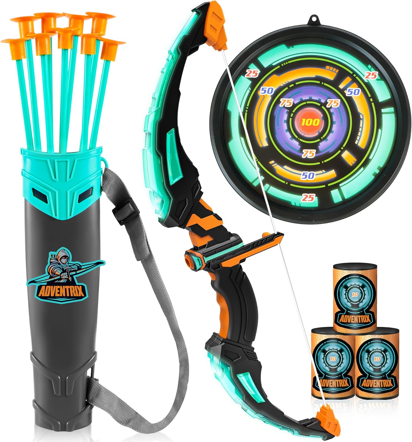 JOYIN Kids Bow and Arrow Set, LED Light Up Archery Toy Set with 9 Suction Cup Arrows, Target & Arrow Case, Indoor and Outdoor Hunting Play Gift Toys for Kids, Boys & Girls Ages 6-12 JOYIN Kids Bow and Arrow Set, LED Light Up Archery Toy Set with 9 Suction Cup Arrows, Target & Arrow Case, Indoor and Outdoor Hunting Play Gift Toys for Kids, Boys & Girls Ages 6-12