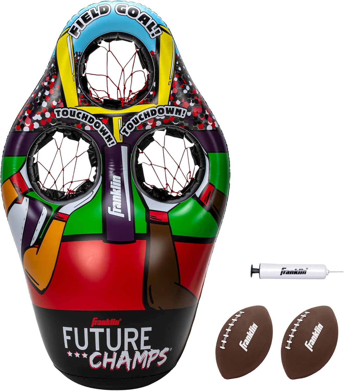 Franklin Sports Kids Football Target Toss Game – Inflatable Throwing Target Toy with Soft Mini Footballs – Fun Kids Sports Game Franklin Sports Kids Football Target Toss Game – Inflatable Throwing Target Toy with Soft Mini Footballs – Fun Kids Sports Game