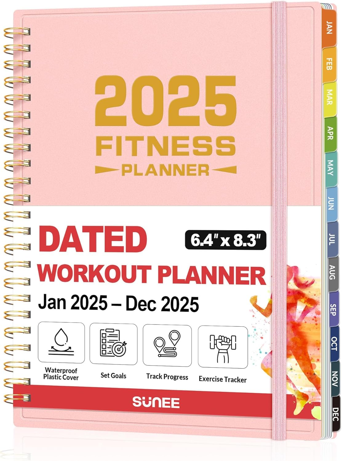 2025 Fitness Workout Journal Planner for Women & Men, from JAN 2025 – DEC 2025 Exercise Planner, 6.4″ x 8.3″ Fitness Tracker Journal Essentials for Goals, Tracking, Gifts with PVC Plastic Cover, Pink 2025 Fitness Workout Journal Planner for Women & Men, from JAN 2025 – DEC 2025 Exercise Planner, 6.4″ x 8.3″ Fitness Tracker Journal Essentials for Goals, Tracking, Gifts with PVC Plastic Cover, Pink