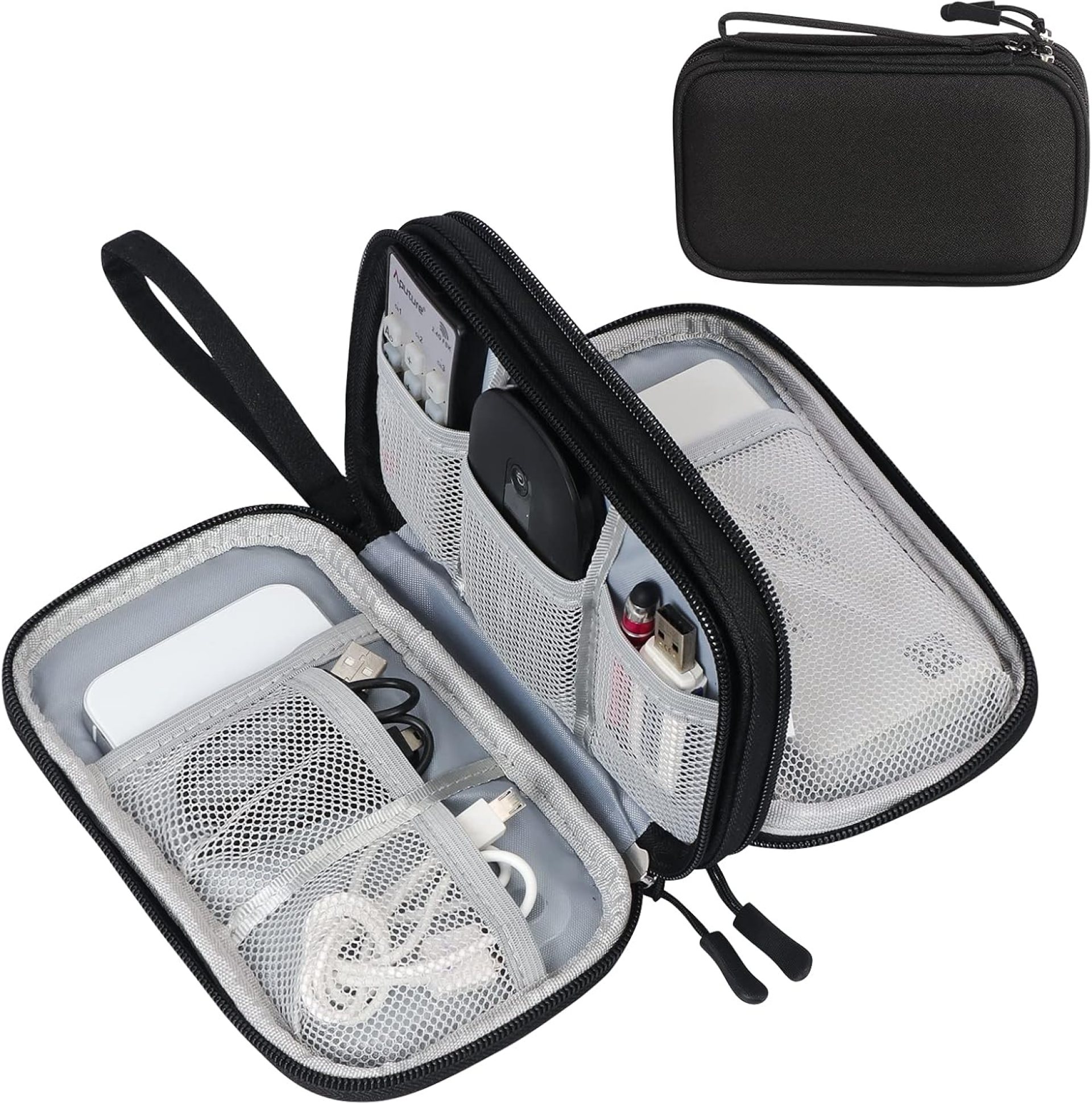 FYY Travel Cable Organizer Pouch Electronic Accessories Carry Case Portable Waterproof Double Layers All-in-One Storage Bag for Cord, Charger, Phone, Earphone Black FYY Travel Cable Organizer Pouch Electronic Accessories Carry Case Portable Waterproof Double Layers All-in-One Storage Bag for Cord, Charger, Phone, Earphone Black