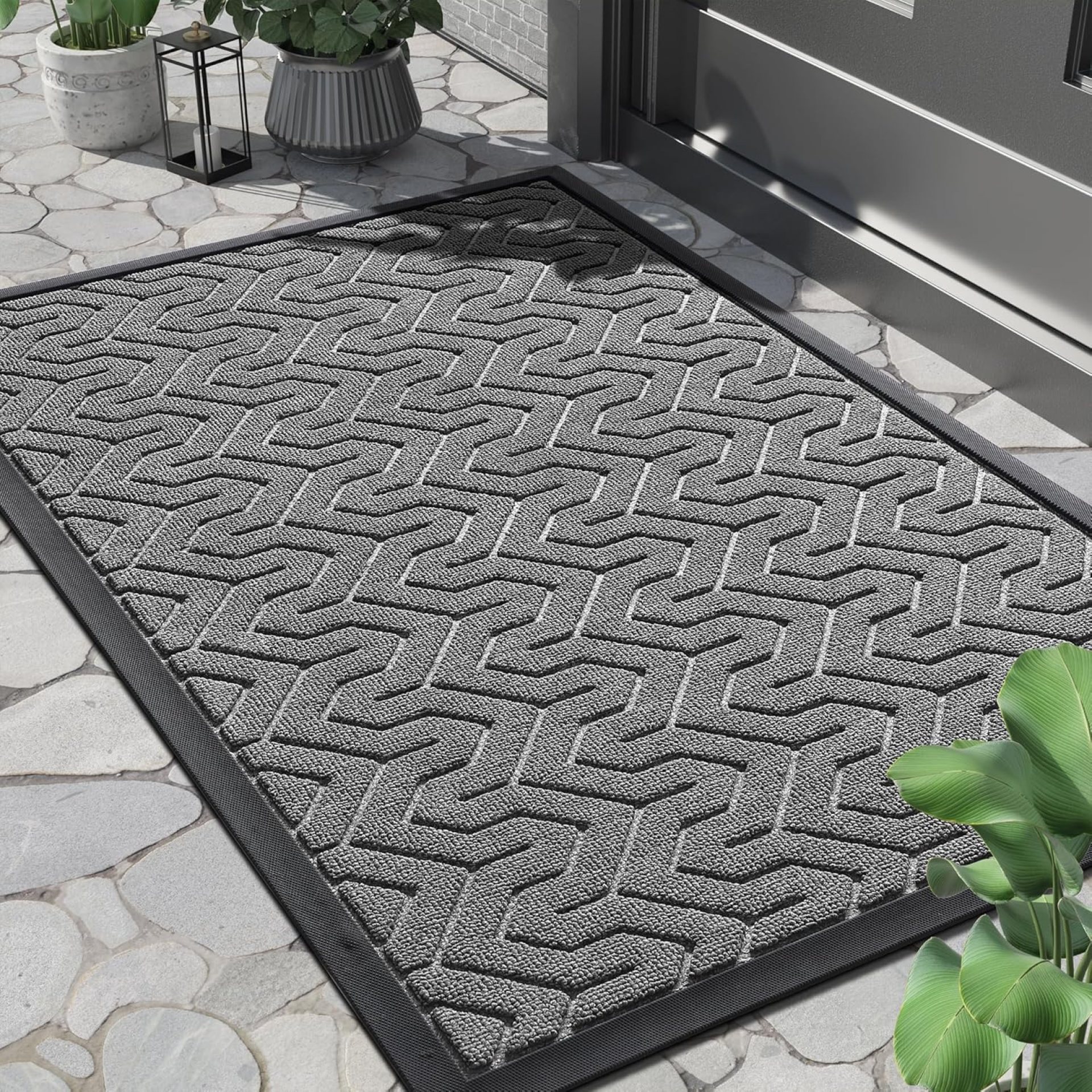 Yimobra Front Door Mat Outisde Entrance, Waterproof Indoor Outdoor Welcome Mats for Entrance, Heavy Duty Non-Slip Rubber Backing, Garage or Patio Entry Floor, 29.5×17, Grey Yimobra Front Door Mat Outisde Entrance, Waterproof Indoor Outdoor Welcome Mats for Entrance, Heavy Duty Non-Slip Rubber Backing, Garage or Patio Entry Floor, 29.5×17, Grey