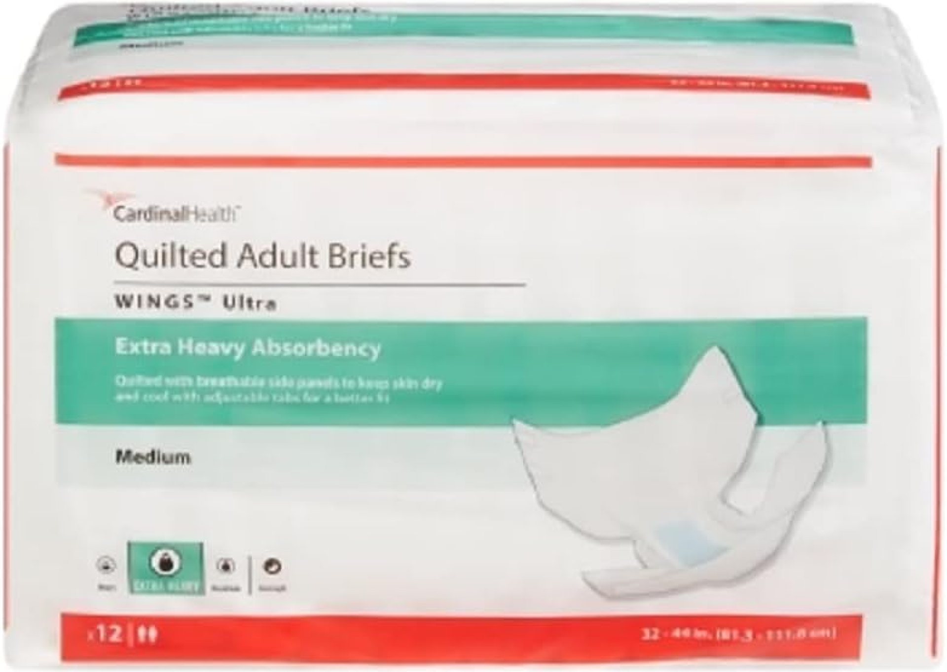 Wings Ultra Quilted Adult Briefs Extra Heavy Absorbency, Medium, 32″ – 44″ (Case of 96) Wings Ultra Quilted Adult Briefs Extra Heavy Absorbency, Medium, 32″ – 44″ (Case of 96)