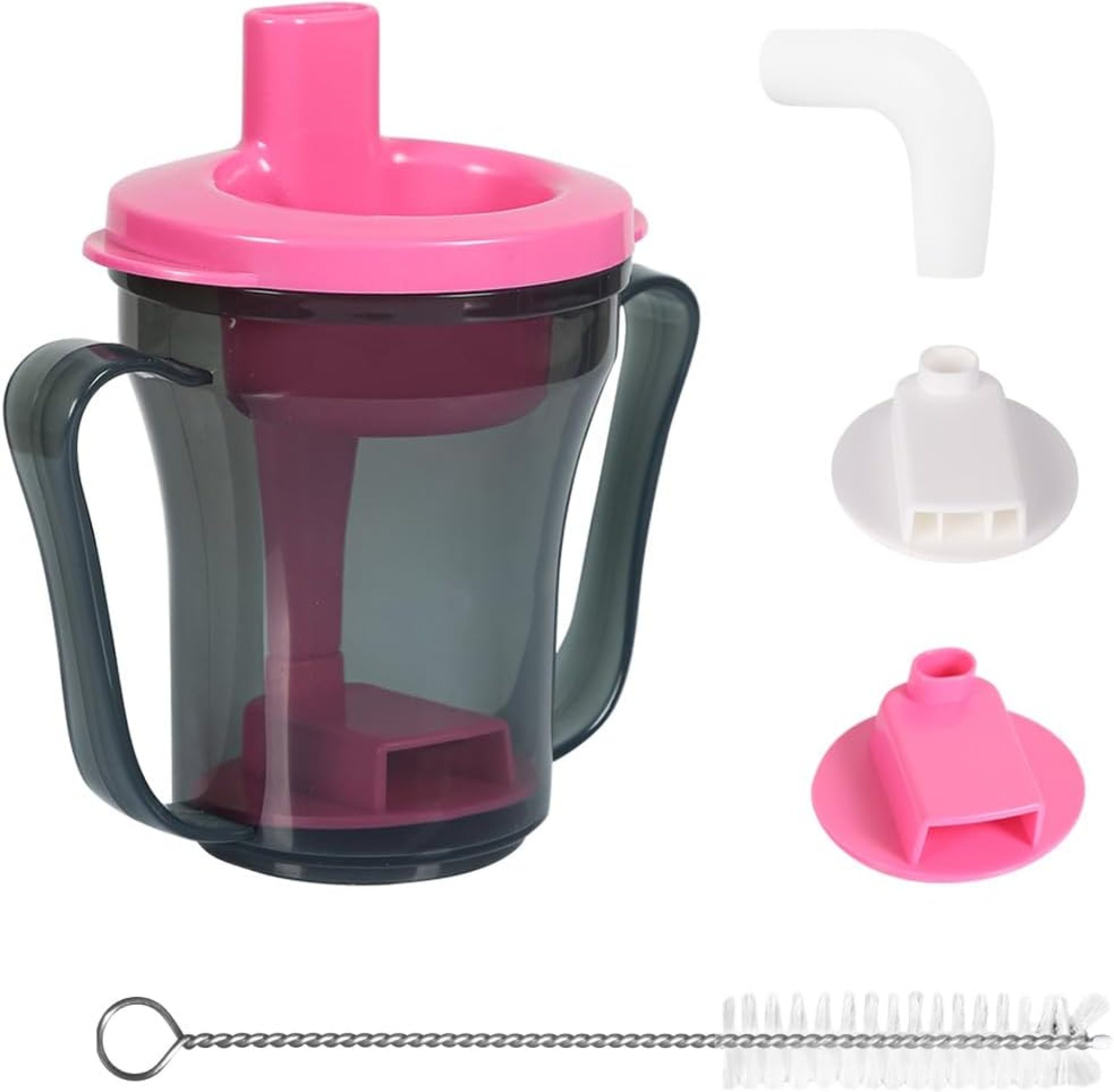 Dysphagia Regulating Drinking Cup,include 5cc and 10cc sip cup (Clear Grey Body Cup& Cherry Pink Lid) Dysphagia Regulating Drinking Cup,include 5cc and 10cc sip cup (Clear Grey Body Cup& Cherry Pink Lid)
