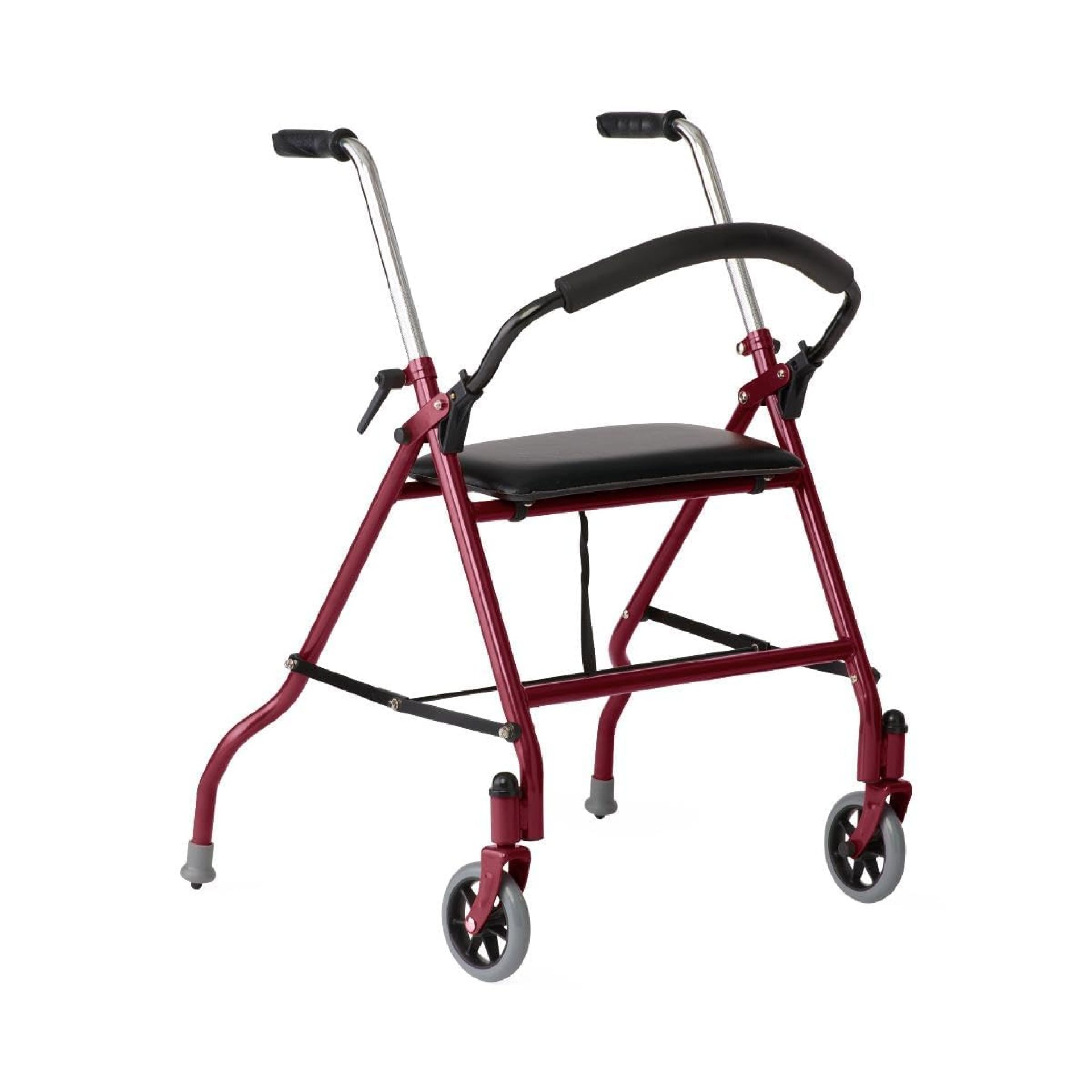 Medline 2-Wheel Rollator Walker, for Adults and Seniors, 300 lb. Weight Capacity, Burgundy, 5-Inch Wheels, Padded Seat, Foldable, Adjustable Handles, Pressure-Activated Brakes Medline 2-Wheel Rollator Walker, for Adults and Seniors, 300 lb. Weight Capacity, Burgundy, 5-Inch Wheels, Padded Seat, Foldable, Adjustable Handles, Pressure-Activated Brakes