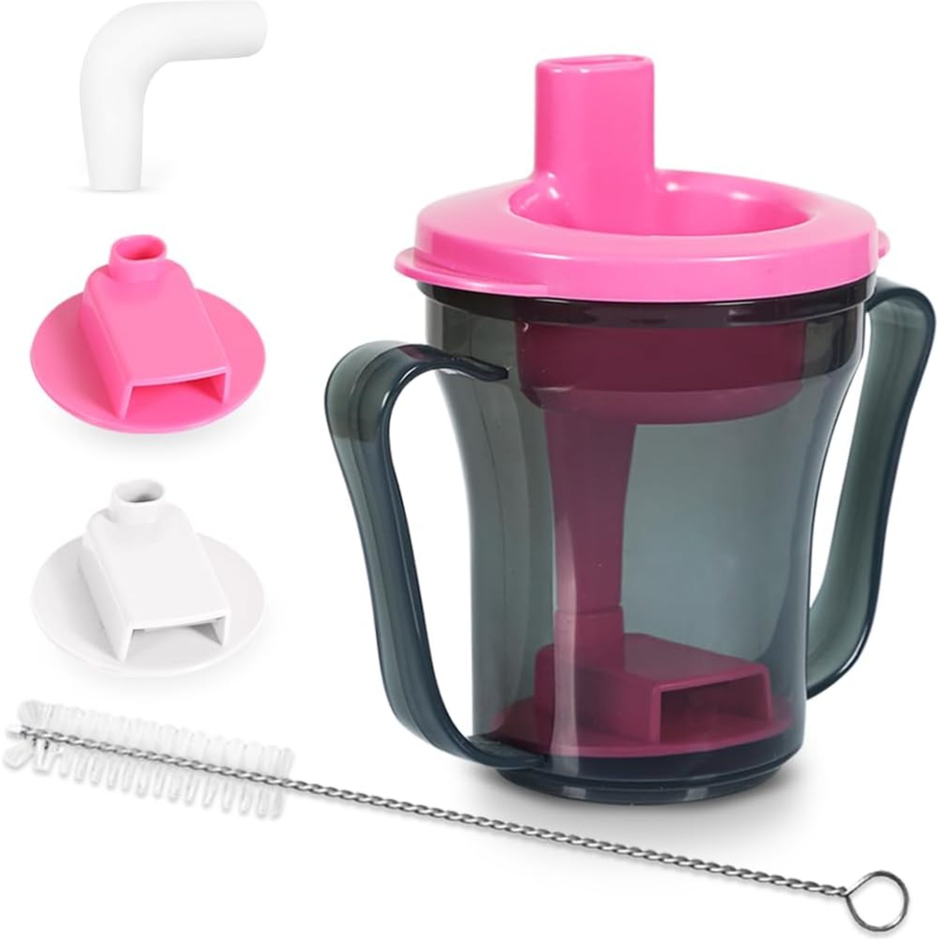 Dysphagia Regulating Drinking Cup,include 5cc and 10cc sip cup, No Thickeners (Clear Grey Body Cup& Cherry Pink Lid) Dysphagia Regulating Drinking Cup,include 5cc and 10cc sip cup, No Thickeners (Clear Grey Body Cup& Cherry Pink Lid)