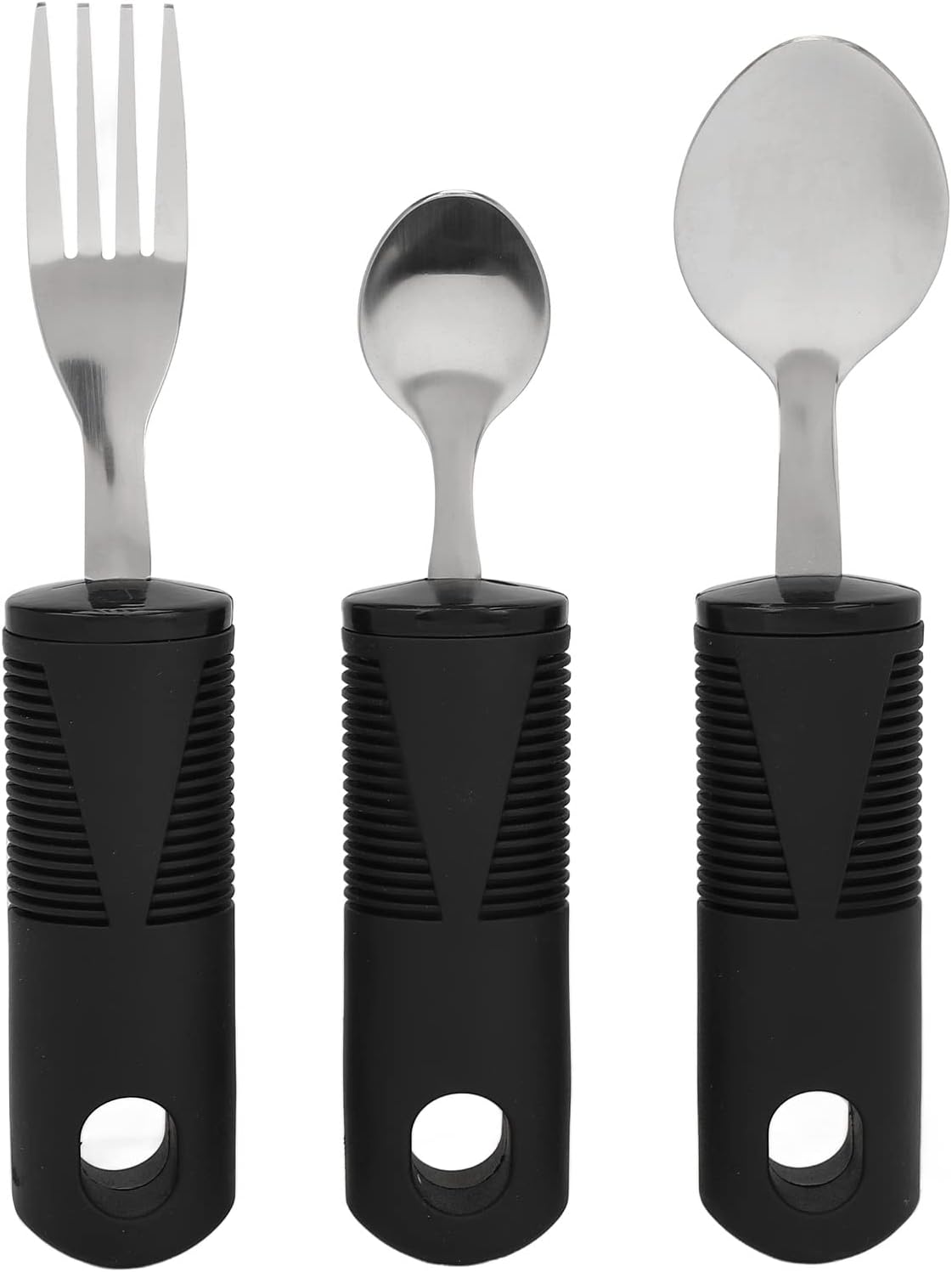 Asixxsix Adaptive Utensils for Elderly, Arthritis, Weak Hand Grip, 3Pcs Anti Shaking Weighted Utensils, Wide, Non Slip Handles, Stainless Steel Fork Spoons Asixxsix Adaptive Utensils for Elderly, Arthritis, Weak Hand Grip, 3Pcs Anti Shaking Weighted Utensils, Wide, Non Slip Handles, Stainless Steel Fork Spoons