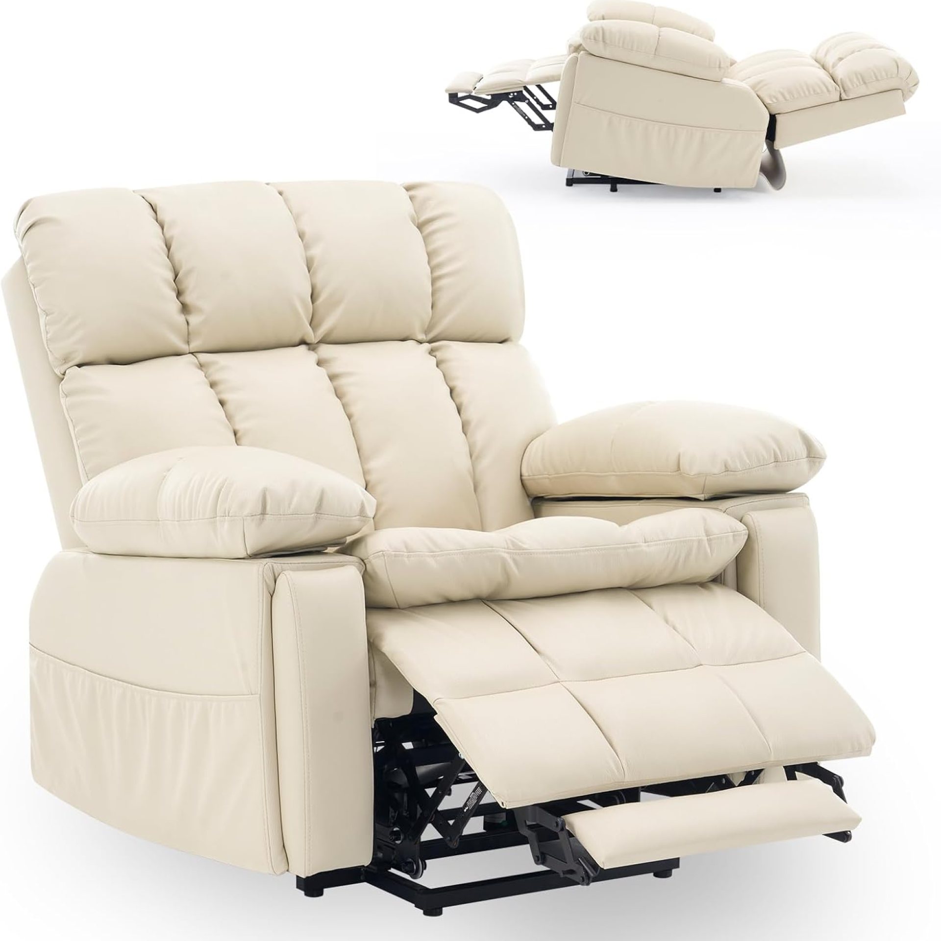 Big Tall Man Lay Flat Recliner with Massage Heat, Extra Wide Power Lift Recliner Chair for Elderly,Adjustable Headrest,Extended Footrest, USB Ports,Type C,Hidden Cup Holders,Storage Boxes,Beige Big Tall Man Lay Flat Recliner with Massage Heat, Extra Wide Power Lift Recliner Chair for Elderly,Adjustable Headrest,Extended Footrest, USB Ports,Type C,Hidden Cup Holders,Storage Boxes,Beige