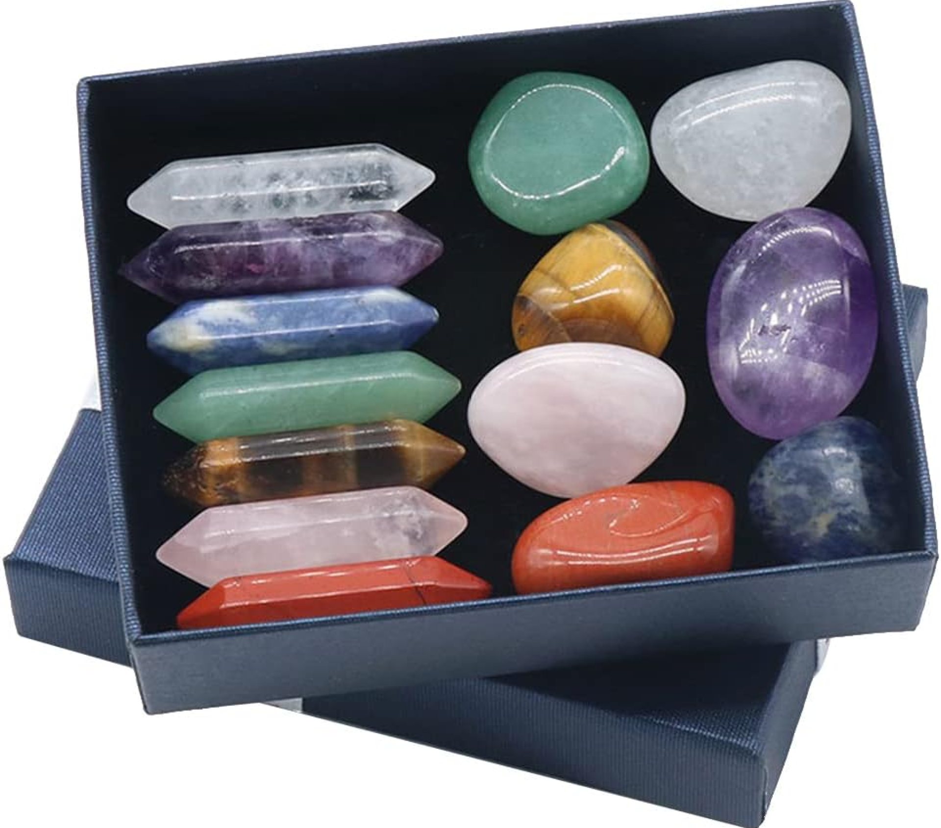 14 Pcs Crystals Kit 7 Chakra Set Hexagonal Column Irregular Yoga Stone Spiritual Massage Healing Stone Labradorite 14 Pcs Crystals Kit 7 Chakra Set Hexagonal Column Irregular Yoga Stone Spiritual Massage Healing Stone Labradorite