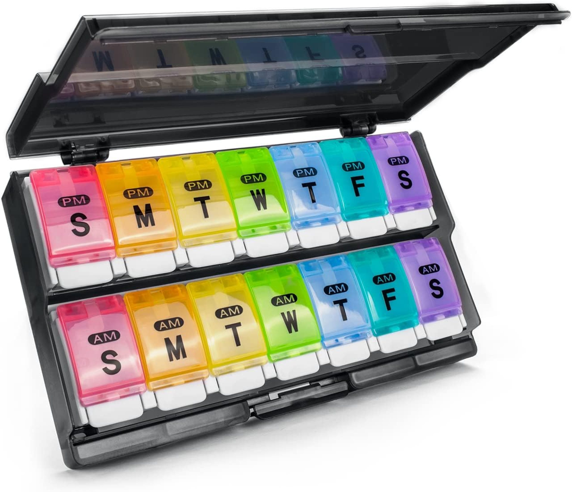 Weekly Pill Organizer 2 Times a Day – Remtise Am/Pm Daily Pill Case Medicine Organizer, Push Button 7 Day Pill Box for Pills/Vitamin/Cod Liver Oil/Supplements (Rainbow) Weekly Pill Organizer 2 Times a Day – Remtise Am/Pm Daily Pill Case Medicine Organizer, Push Button 7 Day Pill Box for Pills/Vitamin/Cod Liver Oil/Supplements (Rainbow)