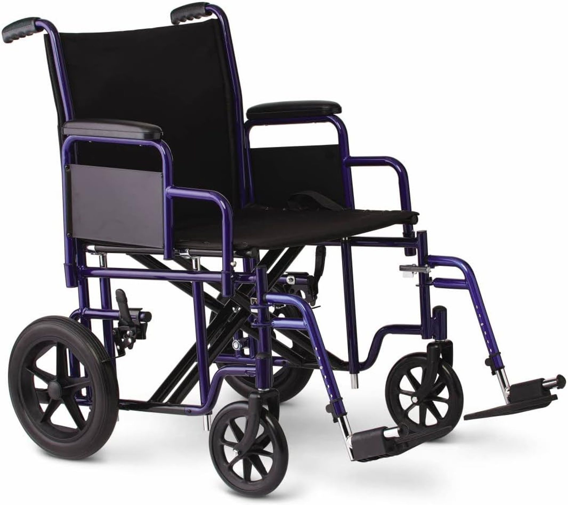 Medline Heavy Duty Transport Chair supports up to 500 lbs., Bariatric Transport Wheelchair, 22″ x 18″ seat, Blue Frame Medline Heavy Duty Transport Chair supports up to 500 lbs., Bariatric Transport Wheelchair, 22″ x 18″ seat, Blue Frame
