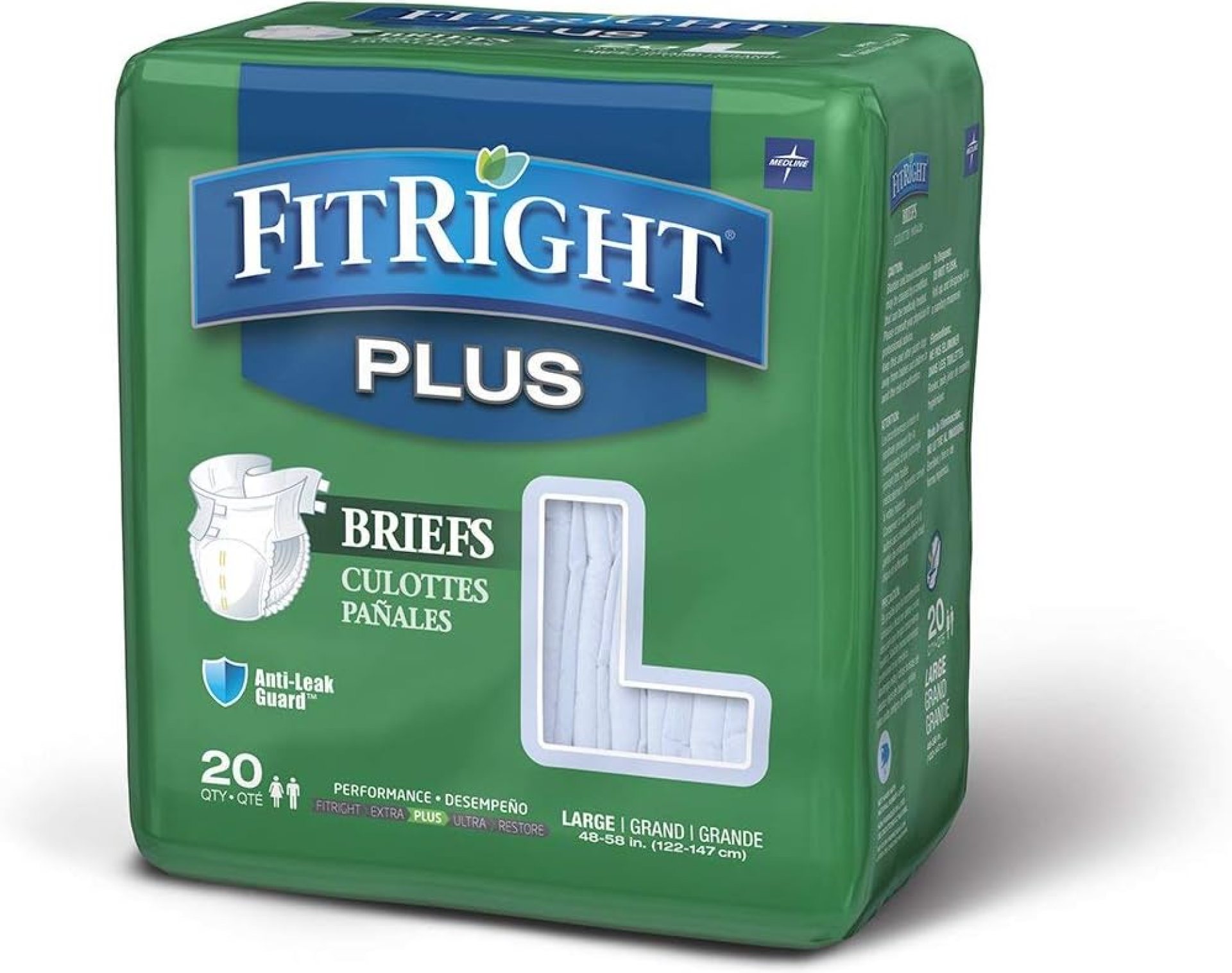 FitRight OptiFit Extra+ Adult Diapers with leak stop guards, Disposable Incontinence Briefs with Tabs, Moderate Absorbency, Large, 44″-56″, 20 Count (Pack of 4) FitRight OptiFit Extra+ Adult Diapers with leak stop guards, Disposable Incontinence Briefs with Tabs, Moderate Absorbency, Large, 44″-56″, 20 Count (Pack of 4)