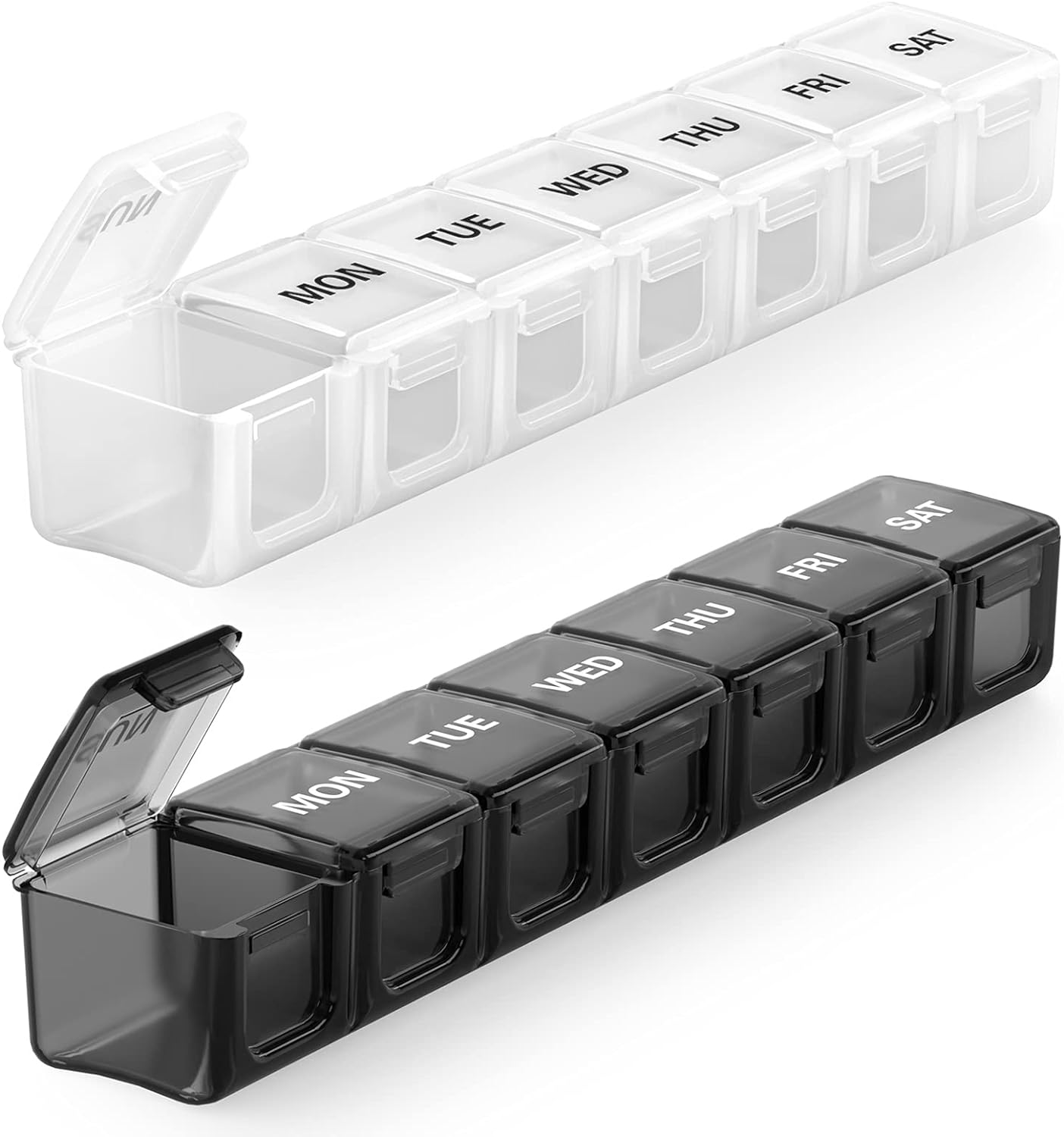 Sukuos Extra Large Weekly Pill Organizer 2 Pcs, Daily Pill Box 7 Day Pill Cases for Medicines, Vitamin, Fish Oils or Supplements, Easy to Clean Sukuos Extra Large Weekly Pill Organizer 2 Pcs, Daily Pill Box 7 Day Pill Cases for Medicines, Vitamin, Fish Oils or Supplements, Easy to Clean