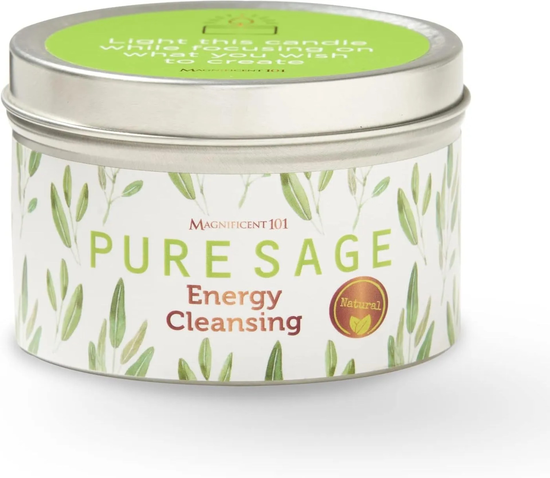 Magnificent 101 Long Lasting Pure White Sage Candle – 6 Oz – 35 Hour Burn Time – Organic, All Natural, Soy Candle to Cleanse Your Home & Calm, Soothe, Use with Sage Smudge Kit – Spiritual Magnificent 101 Long Lasting Pure White Sage Candle – 6 Oz – 35 Hour Burn Time – Organic, All Natural, Soy Candle to Cleanse Your Home & Calm, Soothe, Use with Sage Smudge Kit – Spiritual
