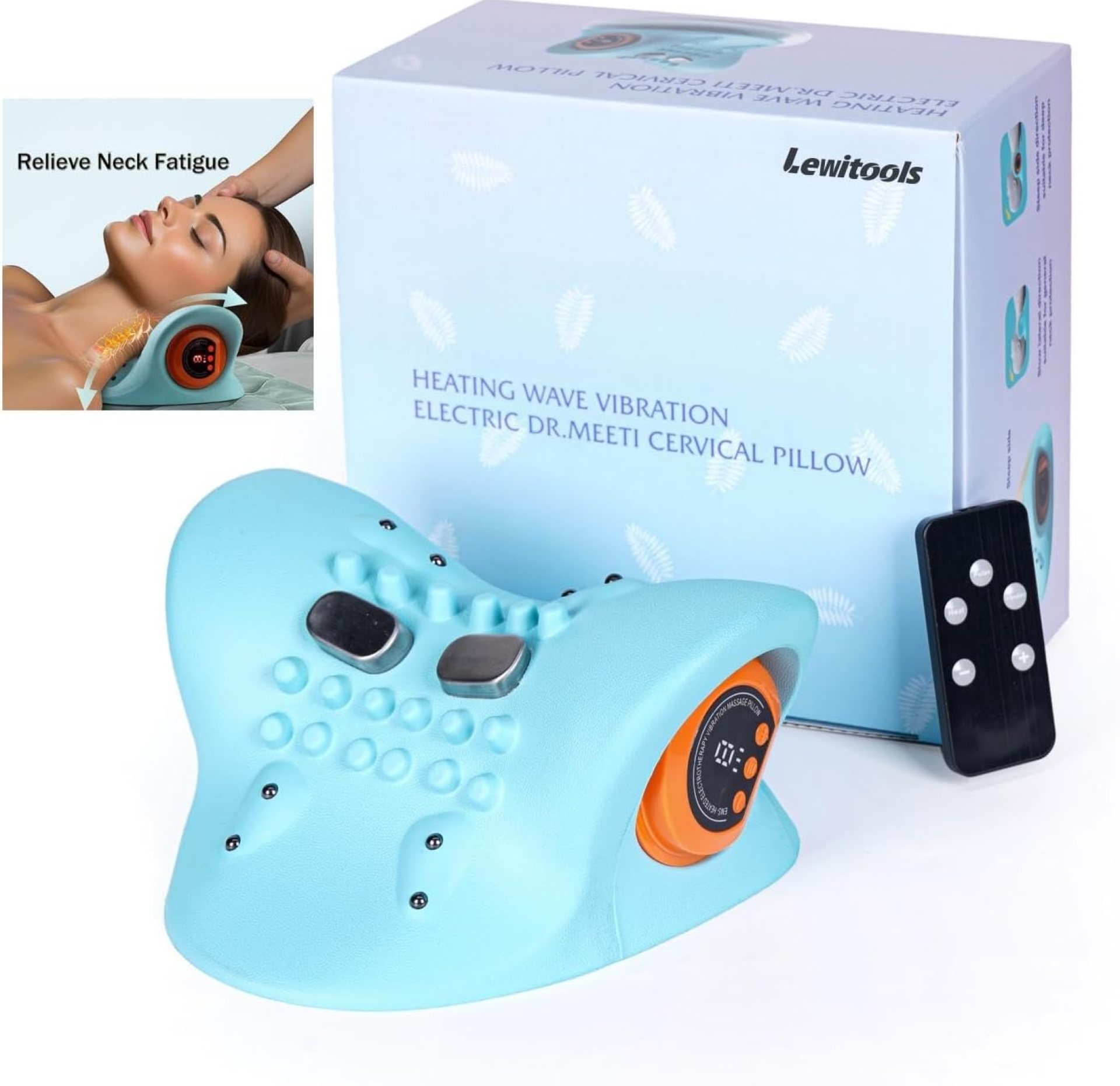 2025 New Massager Electric 6 Levels Massage Intensity Heated Stretcher 4D Portable Massager Cervical Traction Pillow Massage Neck Hump for Neck & Shoulder Pain Relief (Blue) 2025 New Massager Electric 6 Levels Massage Intensity Heated Stretcher 4D Portable Massager Cervical Traction Pillow Massage Neck Hump for Neck & Shoulder Pain Relief (Blue)
