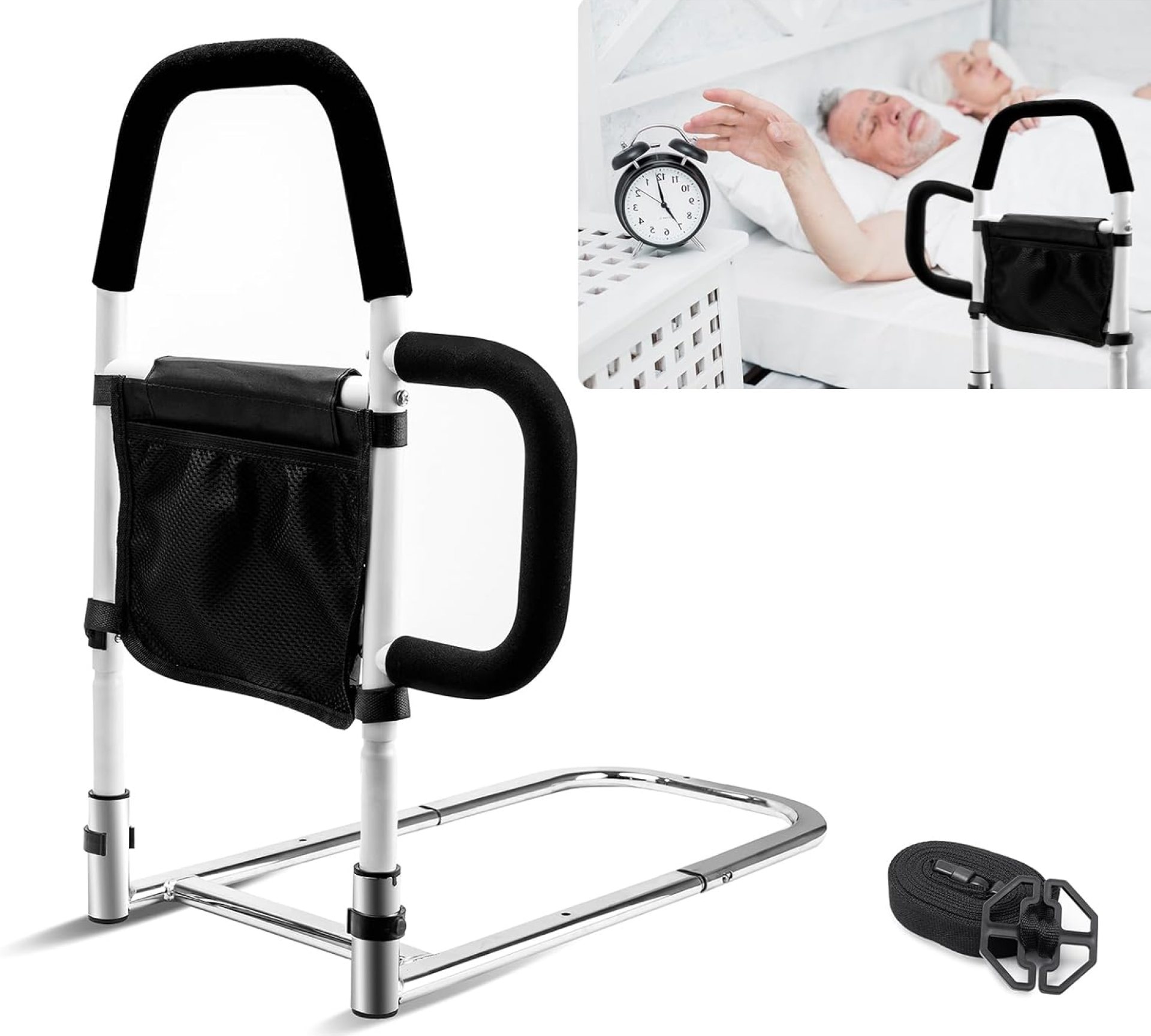 Bed Rails for Elderly Adults Safety-Bed Assist Rail with Double Grab Bars & Fall Prevention Guard & Storage Pocket Fits King, Queen, Full, Twin, Support Up to 300lbs,Height 25.6” (Double Grab Bars) Bed Rails for Elderly Adults Safety-Bed Assist Rail with Double Grab Bars & Fall Prevention Guard & Storage Pocket Fits King, Queen, Full, Twin, Support Up to 300lbs,Height 25.6” (Double Grab Bars)