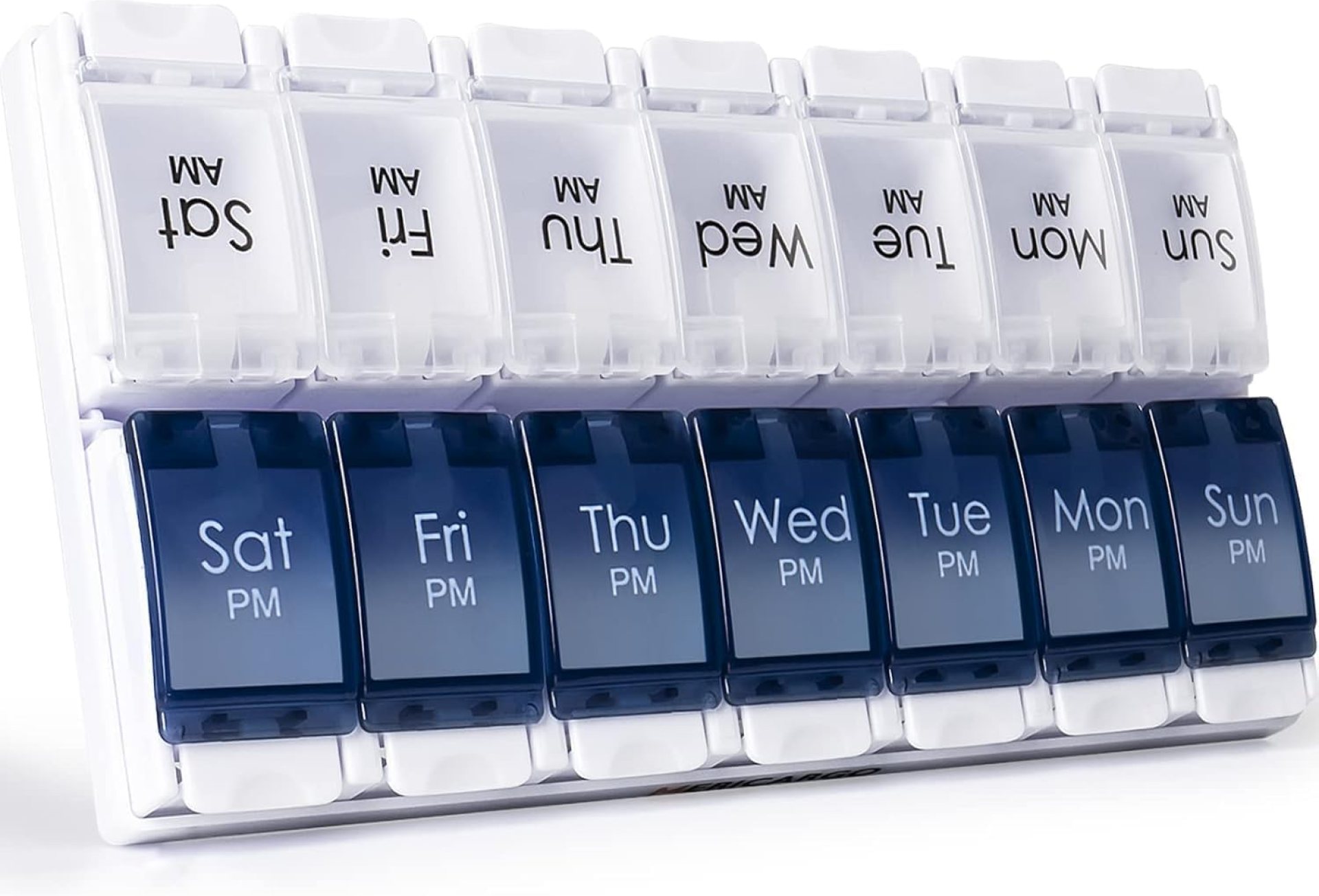 Weekly Pill Box Organiser, Large Pill Organiser 2 Times a Day, Travel Tablet Medication Box with Push Button Design for Vitamin, Fish Oil, Supplements Weekly Pill Box Organiser, Large Pill Organiser 2 Times a Day, Travel Tablet Medication Box with Push Button Design for Vitamin, Fish Oil, Supplements