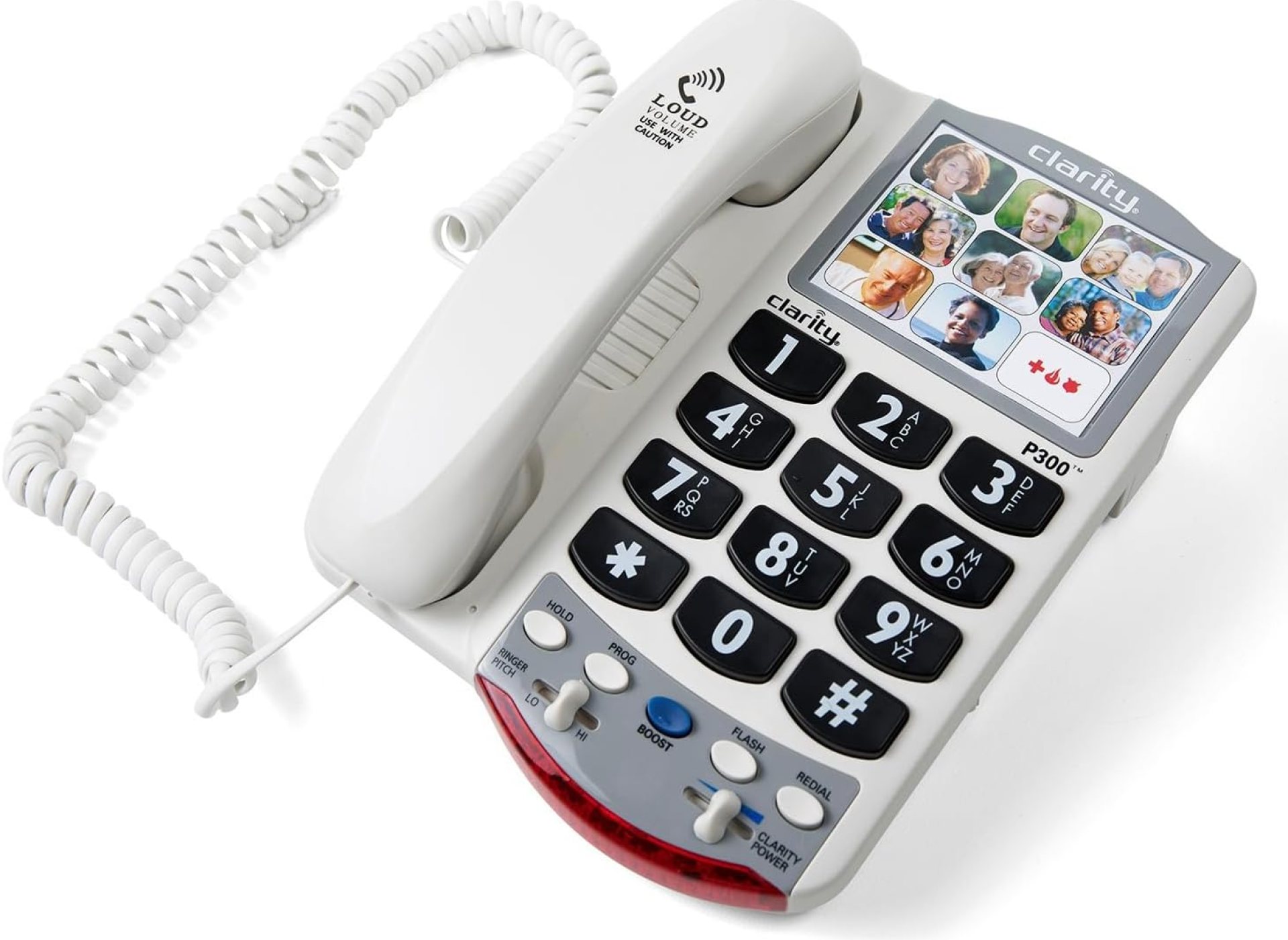 Clarity P300 Landline Phone with Sound Amplification, Hearing Impaired Phones, Adjustable Ringer Pitch and Volume Control, Corded Phone Design Clarity P300 Landline Phone with Sound Amplification, Hearing Impaired Phones, Adjustable Ringer Pitch and Volume Control, Corded Phone Design