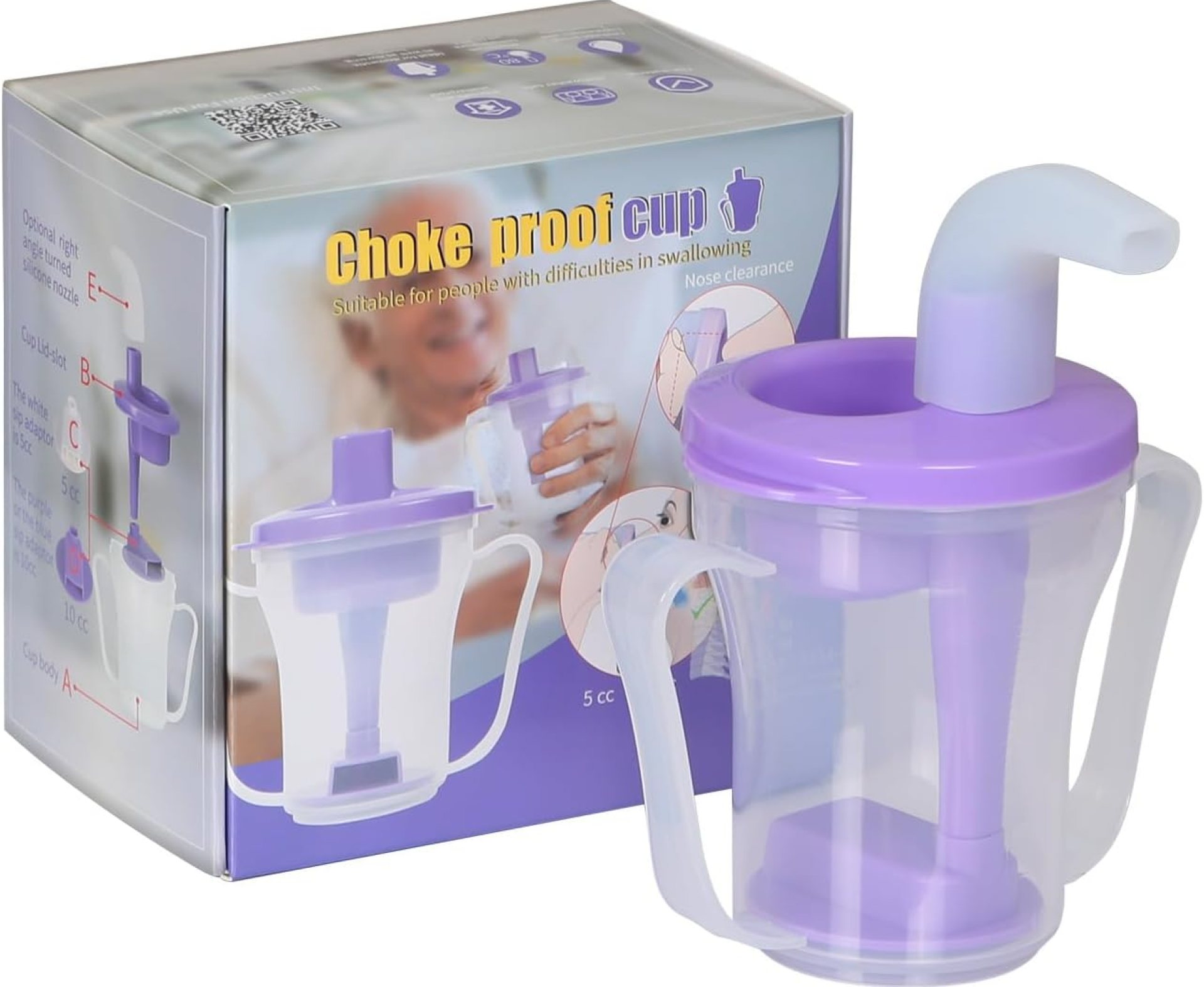 Dysphagia Regulating Drinking Cup, Prevent Choking for Dysphagia/Dementia/Elderly,Dispenses 5~10cc or 10~15cc of Liquid Each time,Spill-Proof (Purple-Pack of 1 Count) Dysphagia Regulating Drinking Cup, Prevent Choking for Dysphagia/Dementia/Elderly,Dispenses 5~10cc or 10~15cc of Liquid Each time,Spill-Proof (Purple-Pack of 1 Count)