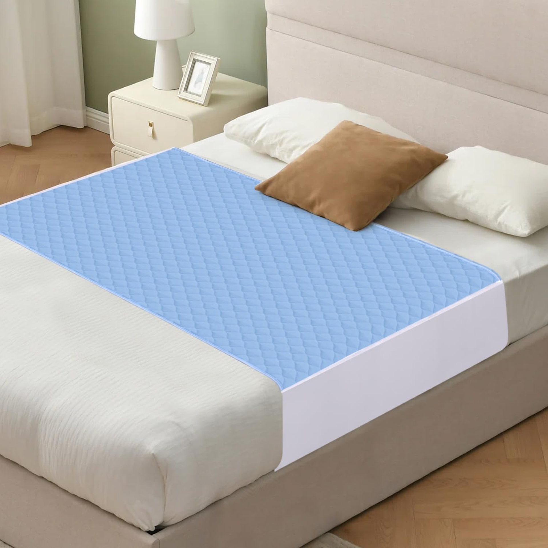 Saddle Style Washable Bed Pad for Incontinence, Waterproof and Reusable Underpad with Tuck-in Sides, Leakage & Sweat Mattress Protector for Adults, King 36×72 inch Bed Pads, Blue Saddle Style Washable Bed Pad for Incontinence, Waterproof and Reusable Underpad with Tuck-in Sides, Leakage & Sweat Mattress Protector for Adults, King 36×72 inch Bed Pads, Blue