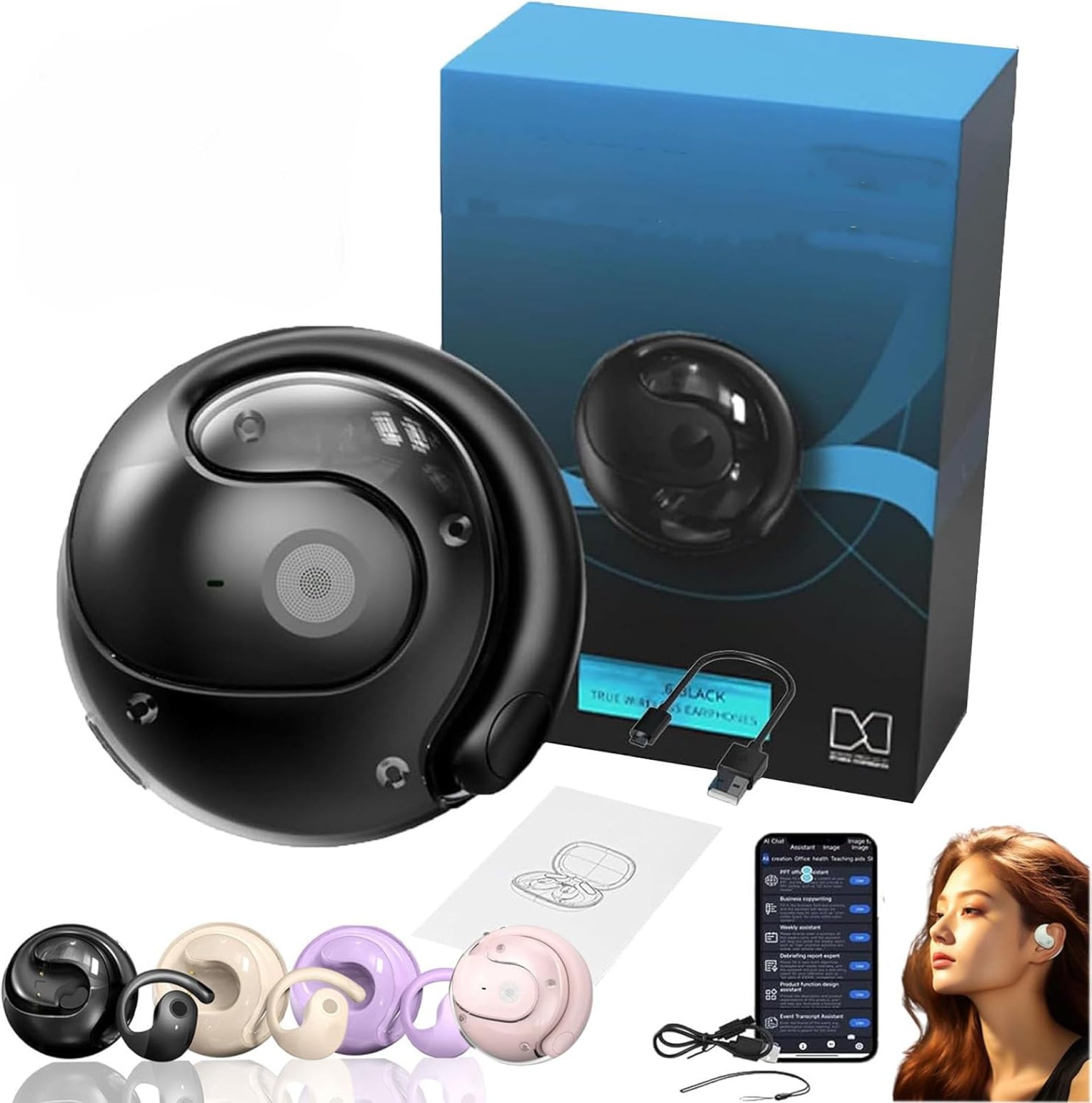 Entrancet Ai Translator Earbuds, Wireless Bluetooth 5.4 Open Ear Headphones, 144 Language Translator Earbuds, for Travel Business Learning (Black) Entrancet Ai Translator Earbuds, Wireless Bluetooth 5.4 Open Ear Headphones, 144 Language Translator Earbuds, for Travel Business Learning (Black)
