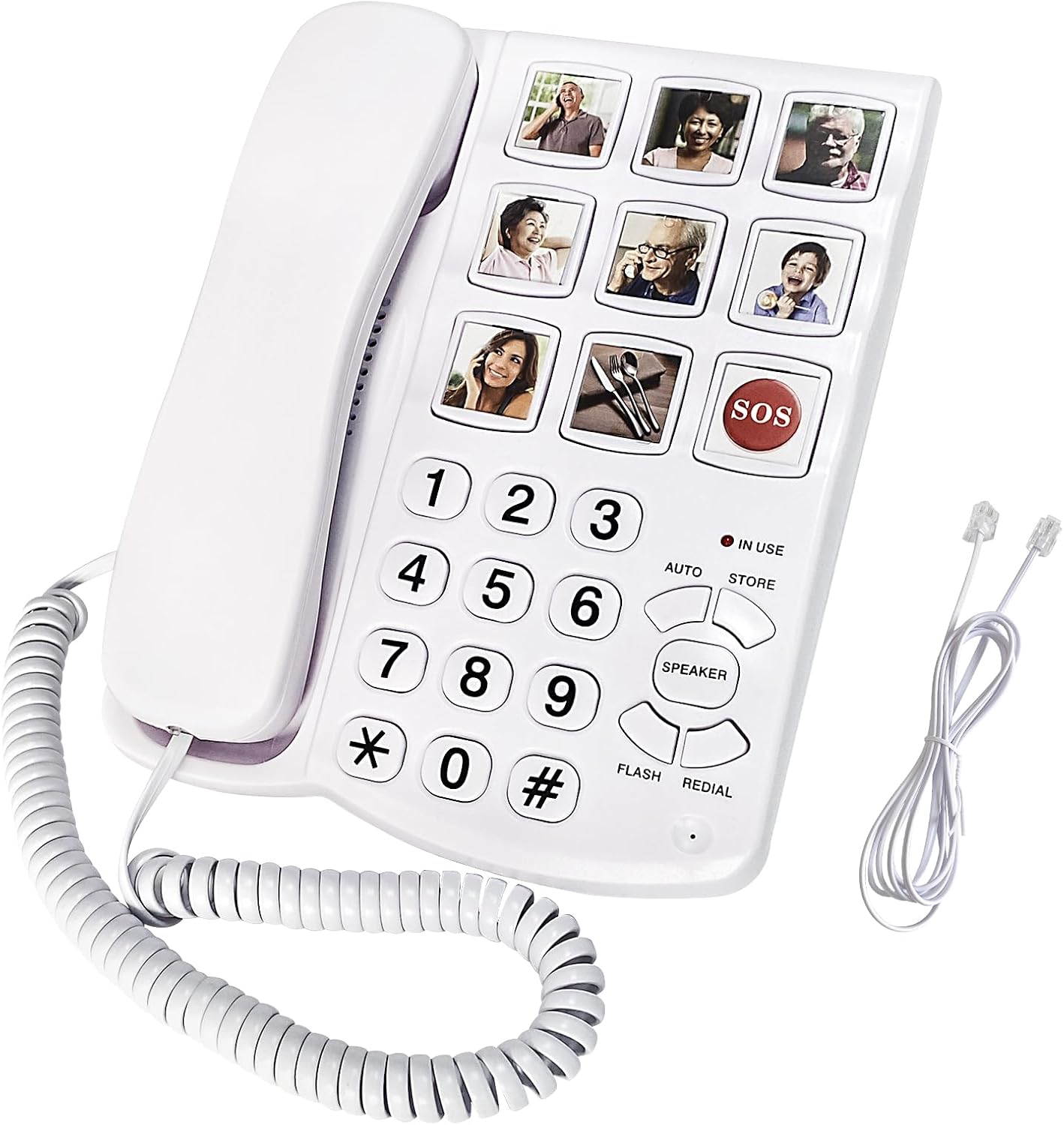 Landline Phone, Big Button Phone for Seniors, Telephone Can One-Touch Dialling with 9 Piction, Suitable for People with Vision Disorders/Hearing Damage, Corded Phone Can Be Used for Home, Office Landline Phone, Big Button Phone for Seniors, Telephone Can One-Touch Dialling with 9 Piction, Suitable for People with Vision Disorders/Hearing Damage, Corded Phone Can Be Used for Home, Office