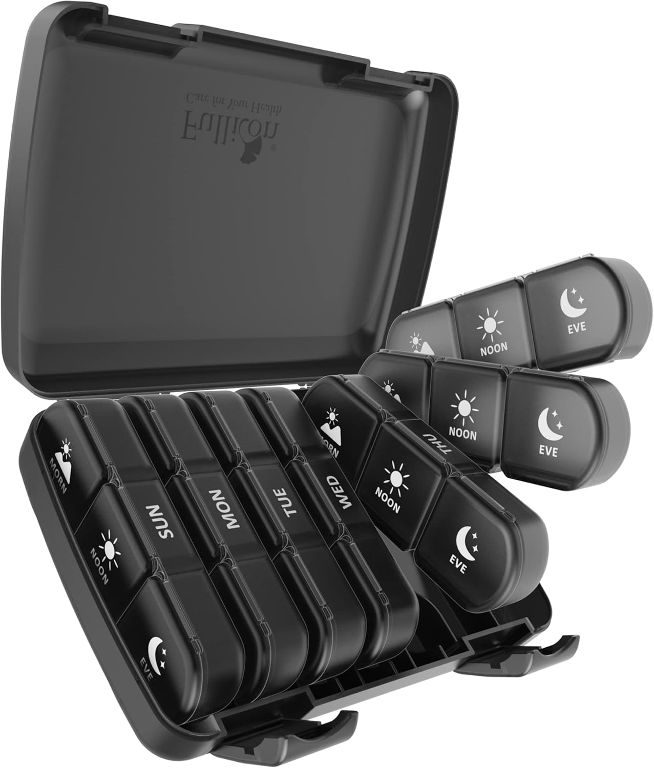 Pill Organizer 3 Times a Day, Fullicon Large Weekly Pill Case 7 Day, Daily Pill Box with 21 Compartments, Pill Dispenser Supplement Holder for Pills/Vitamin/Fish Oil – Black Pill Organizer 3 Times a Day, Fullicon Large Weekly Pill Case 7 Day, Daily Pill Box with 21 Compartments, Pill Dispenser Supplement Holder for Pills/Vitamin/Fish Oil – Black
