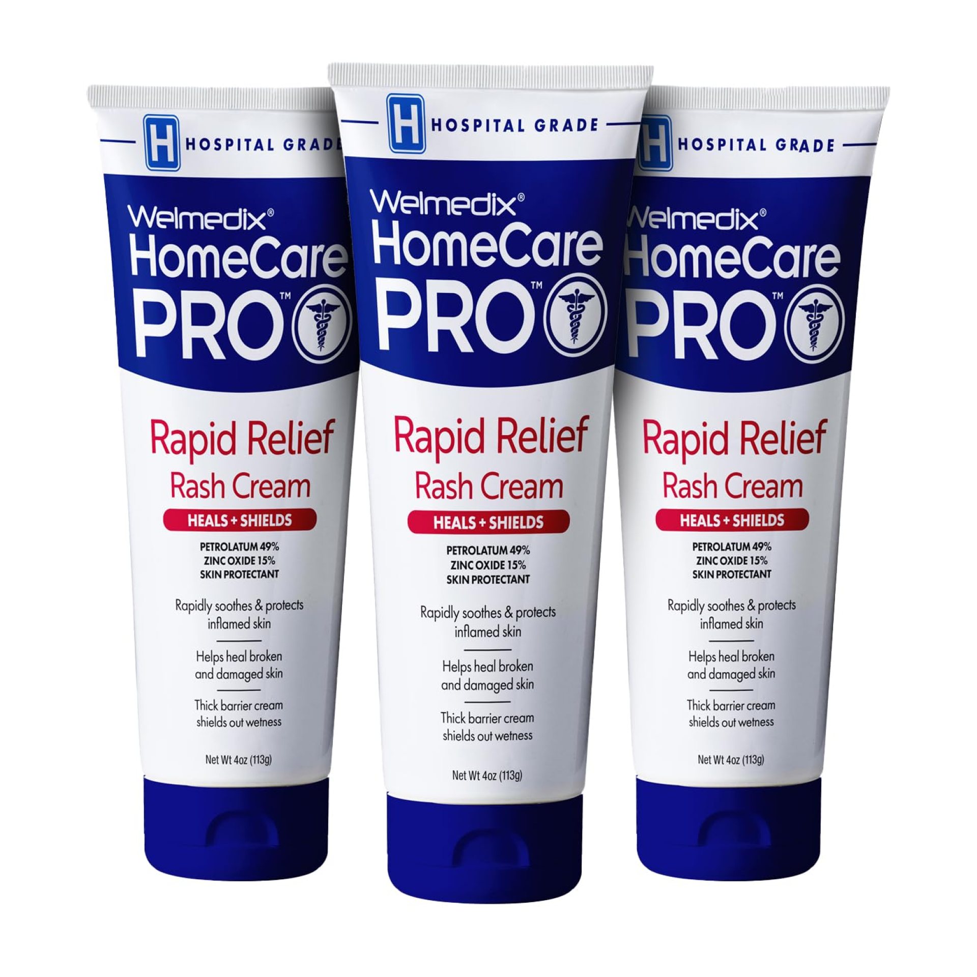 Rapid Relief Diaper Rash Cream with Zinc Oxide, Hospital Grade Barrier Cream for Adults, and Babies with Fragile or Sensitive Skin (4oz Tube, Pack of 3) Rapid Relief Diaper Rash Cream with Zinc Oxide, Hospital Grade Barrier Cream for Adults, and Babies with Fragile or Sensitive Skin (4oz Tube, Pack of 3)