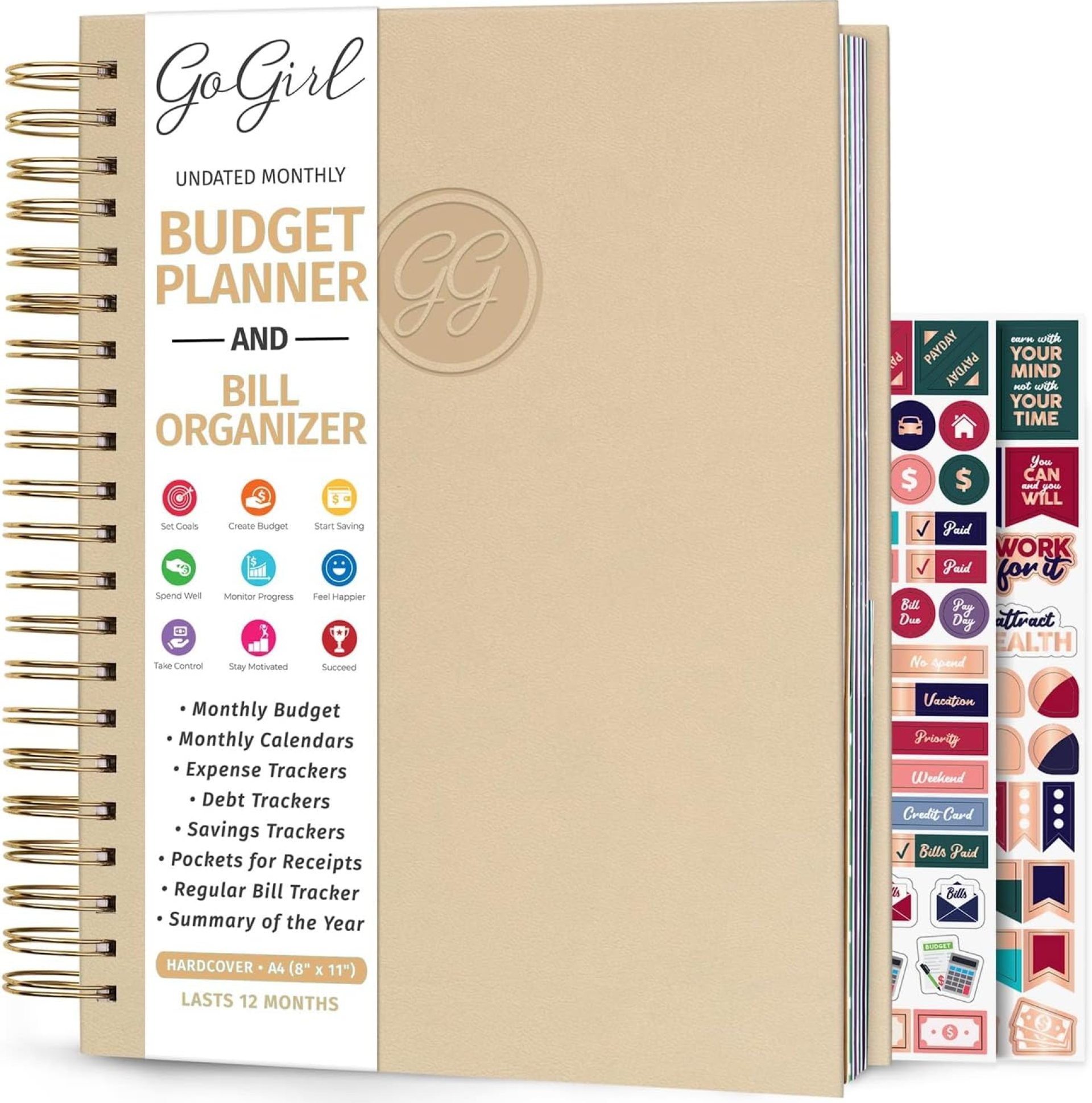 GoGirl Budget Planner & Monthly Bill Organizer – Monthly Financial Book with Pockets. Expense Tracker Notebook Journal, Large (Seashell) GoGirl Budget Planner & Monthly Bill Organizer – Monthly Financial Book with Pockets. Expense Tracker Notebook Journal, Large (Seashell)