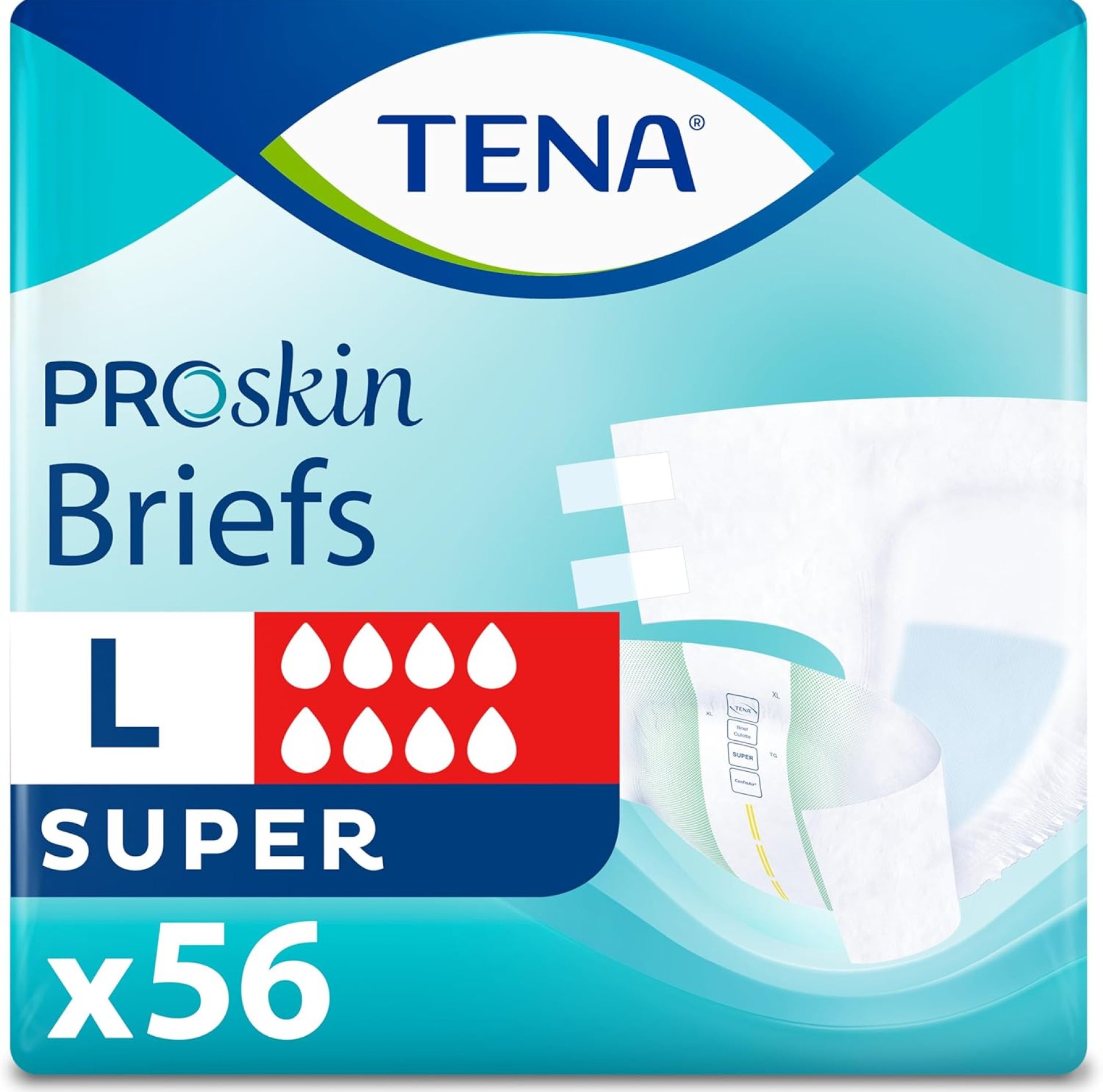 Tena Incontinence Adult Diapers, Maximum Absorbency, Disposable Briefs, ProSkin – Large – 56 ct Tena Incontinence Adult Diapers, Maximum Absorbency, Disposable Briefs, ProSkin – Large – 56 ct