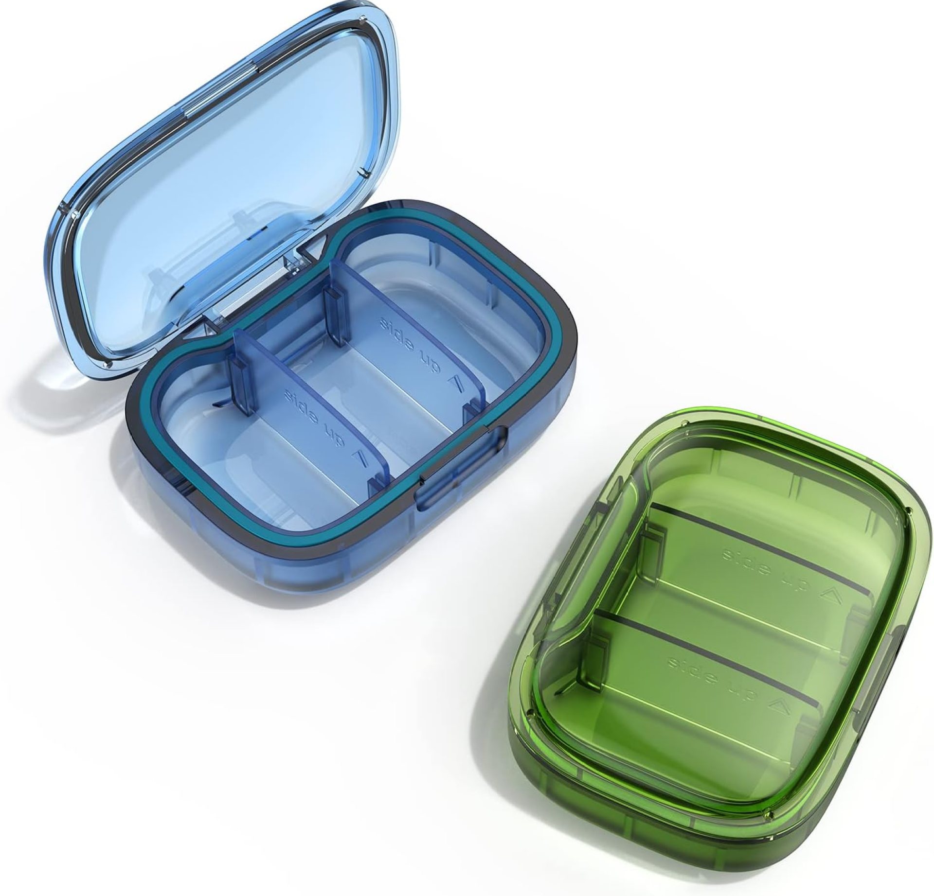 2 Pack 3 Compartment Small Pill Box, Moisture Proof Case, Travel Organizer for Pocket Purse, Daily Portable Medicine Vitamin Container, Fish Oil and Supplement Storage 2 Pack 3 Compartment Small Pill Box, Moisture Proof Case, Travel Organizer for Pocket Purse, Daily Portable Medicine Vitamin Container, Fish Oil and Supplement Storage