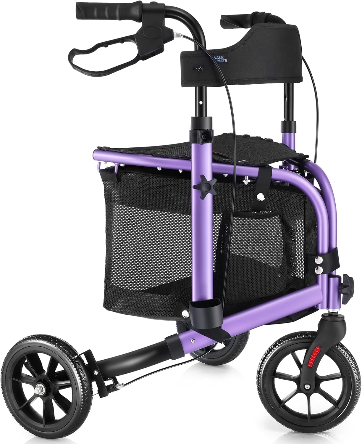 3 Wheel Rollator Walker with Seat for Slim Seniors, Padded Backrest Lightweight Foldable Walker Ideal for Elderly, 8 Inch Tri-Wheel Modern Mobility Walking Aid Aluminum, Purple 3 Wheel Rollator Walker with Seat for Slim Seniors, Padded Backrest Lightweight Foldable Walker Ideal for Elderly, 8 Inch Tri-Wheel Modern Mobility Walking Aid Aluminum, Purple