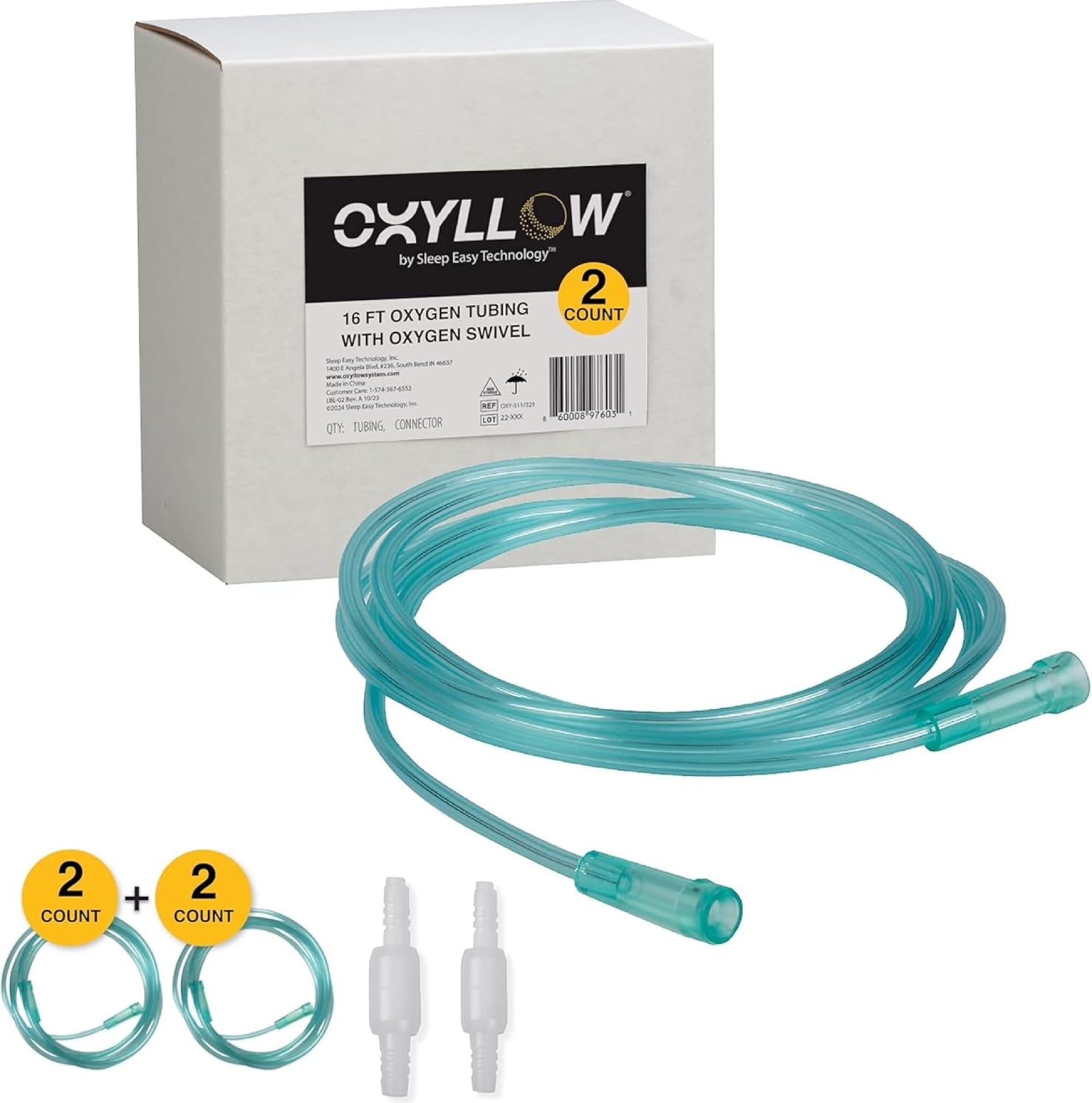 Premium 25 FT Oxygen Tubing and Oxygen Swivel | 2-Count | 6-Channel Kink-Resistant Air Flow | High-Visibility Green Tint | Universal End Connectors | Durable, Medical Grade Oxygen Therapy Premium 25 FT Oxygen Tubing and Oxygen Swivel | 2-Count | 6-Channel Kink-Resistant Air Flow | High-Visibility Green Tint | Universal End Connectors | Durable, Medical Grade Oxygen Therapy