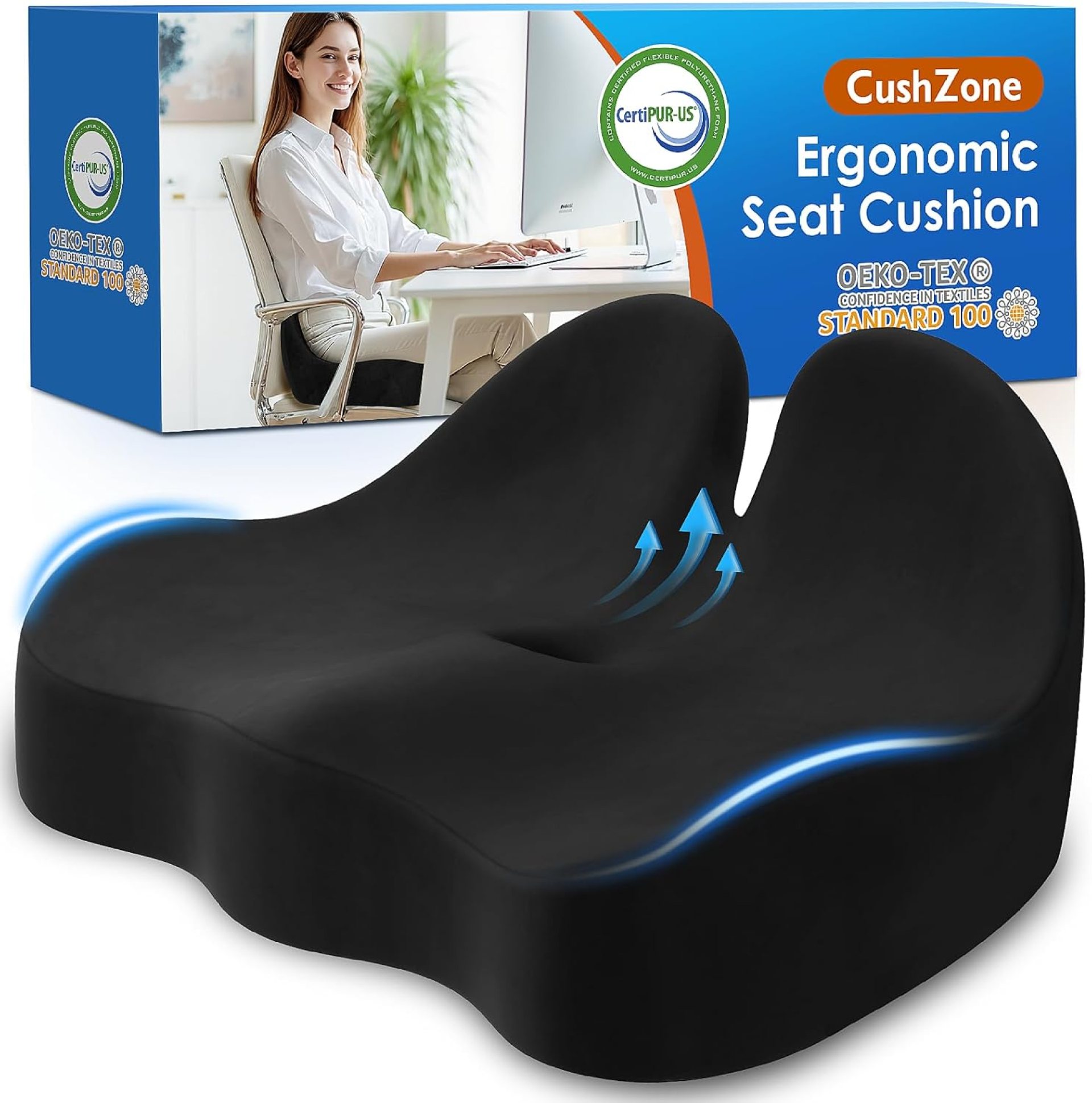 Seat Cushion, Memory Foam Office Chair Seat Cushion for Office Chairs/Car/Long Trip/Desk Chair/Gaming, Extra Large Size for Sciatica & Hip & Tailbone Pain Relief, Sciatica Support (Black) Seat Cushion, Memory Foam Office Chair Seat Cushion for Office Chairs/Car/Long Trip/Desk Chair/Gaming, Extra Large Size for Sciatica & Hip & Tailbone Pain Relief, Sciatica Support (Black)