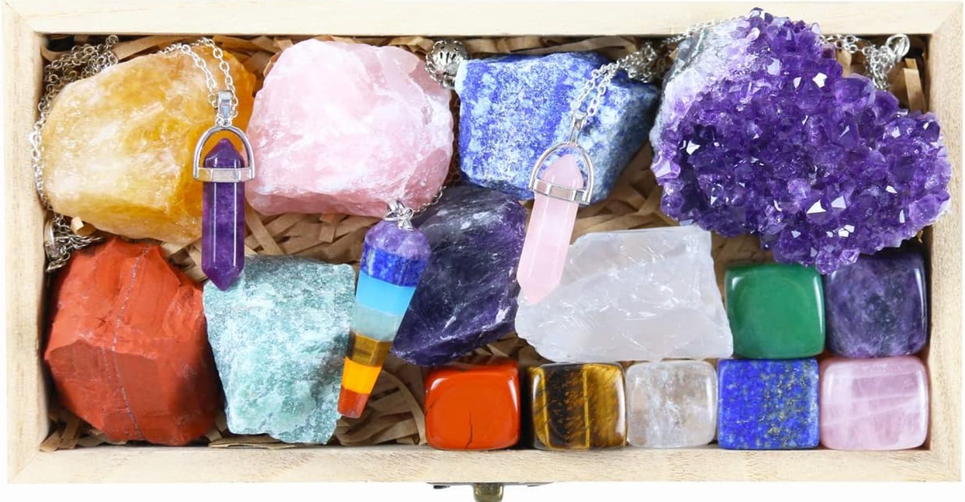 Crystals and Healing Stones Set, Healing Crystals Kit, Rose Quartz, Amethyst Crystal, Clear Quartz Crystals, Citrine Crystal, Tigers Eye, Green Aventurine, Red Jasper, Lapis Lazuli, Pendulum Crystals and Healing Stones Set, Healing Crystals Kit, Rose Quartz, Amethyst Crystal, Clear Quartz Crystals, Citrine Crystal, Tigers Eye, Green Aventurine, Red Jasper, Lapis Lazuli, Pendulum