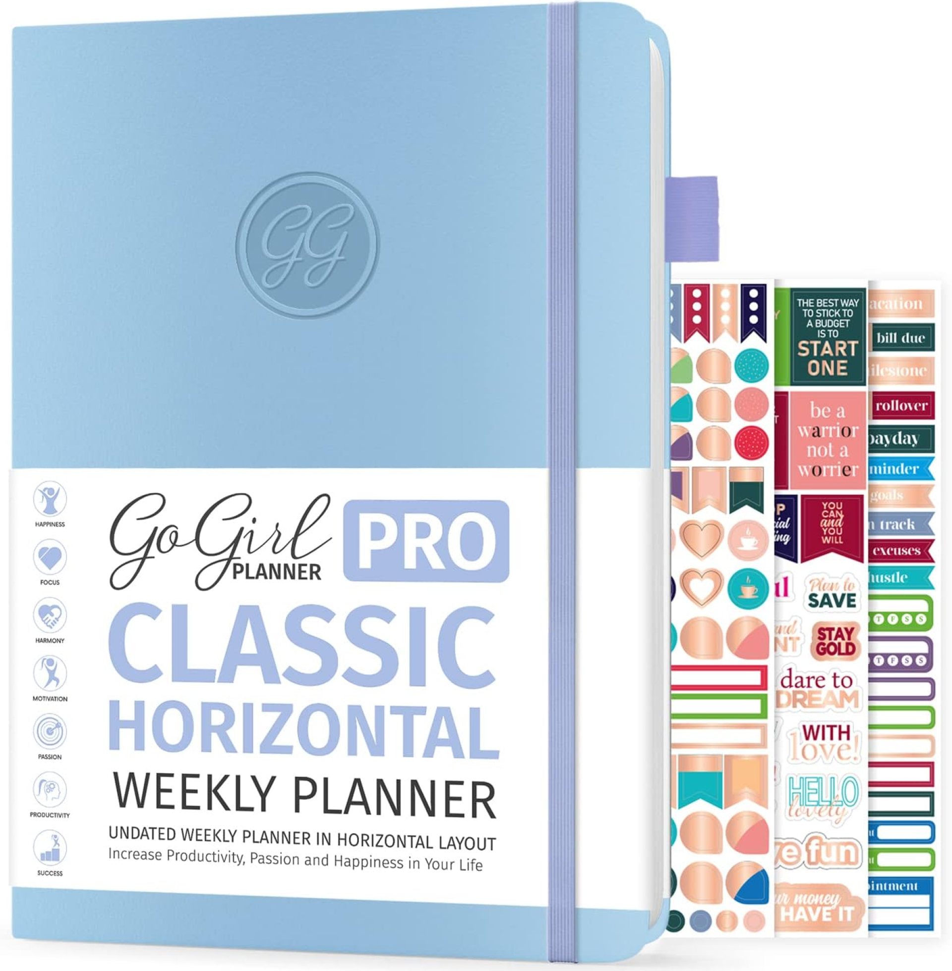 GoGirl Planner PRO – Undated Horizontal Layout Weekly Planner and Organizer + Budgeting and Expense Tracking Pages, Goals Journal & Agenda, 7″ x 10″ Hardcover, Lasts 1 Year – Periwinkle GoGirl Planner PRO – Undated Horizontal Layout Weekly Planner and Organizer + Budgeting and Expense Tracking Pages, Goals Journal & Agenda, 7″ x 10″ Hardcover, Lasts 1 Year – Periwinkle