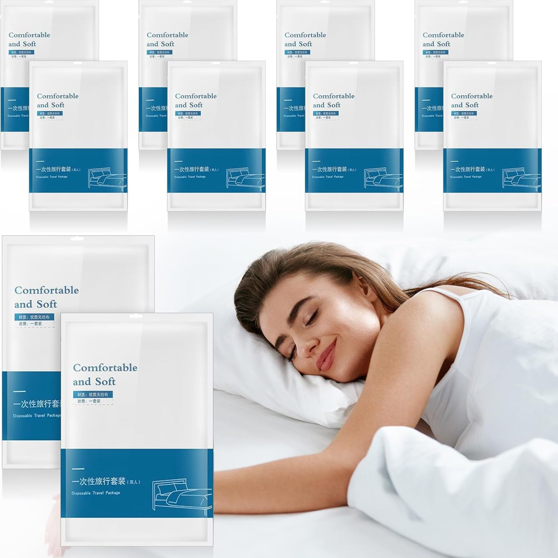 Preboun 10 Sets Disposable Bed Sheets Disposable Sheets Travel Sheets for Hotel Include Bed Sheets Quilt Cover Pillowcases Portable Soft White Cover for Travel Business Trip Spa Hospital Preboun 10 Sets Disposable Bed Sheets Disposable Sheets Travel Sheets for Hotel Include Bed Sheets Quilt Cover Pillowcases Portable Soft White Cover for Travel Business Trip Spa Hospital