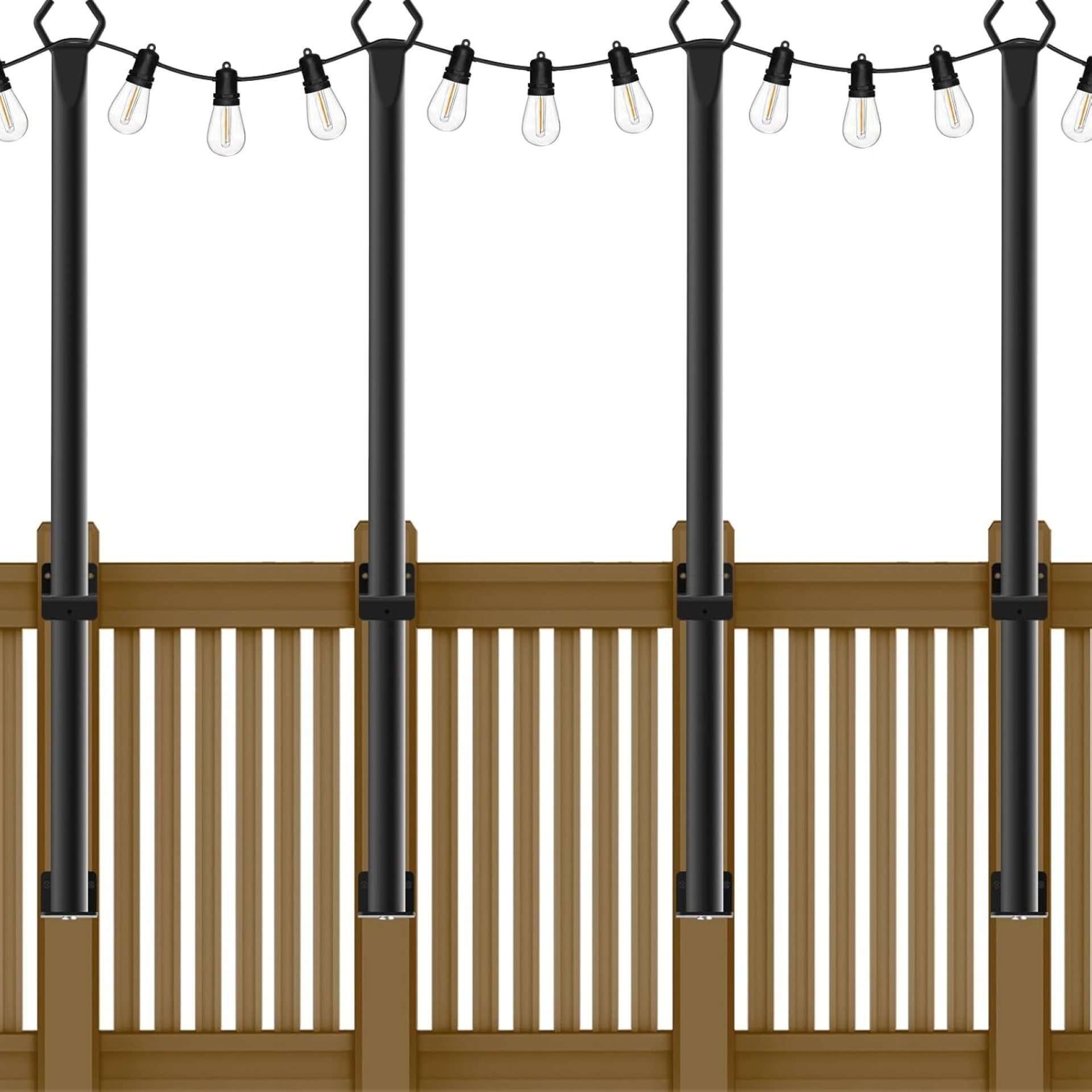 4 Pack String Light Poles,5Ft Metal Poles for Outdoor String Lights,Outdoor Light Poles with Post,Poles/Stand for Outside,Patio,Deck,Backyard,Garden Wedding,Party 4 Pack String Light Poles,5Ft Metal Poles for Outdoor String Lights,Outdoor Light Poles with Post,Poles/Stand for Outside,Patio,Deck,Backyard,Garden Wedding,Party