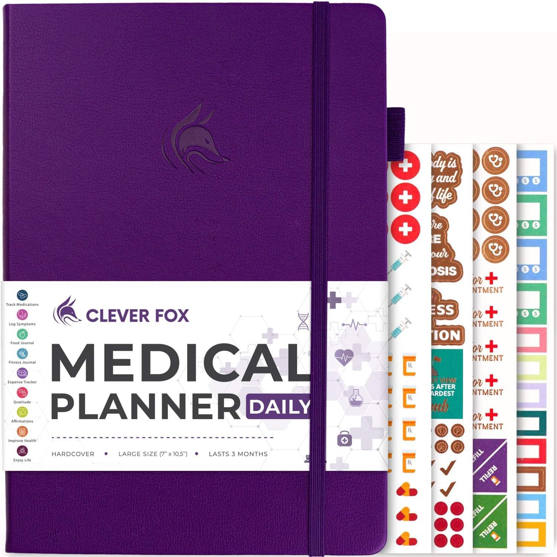 Clever Fox Medical Planner Daily – Health Diary Notebook, Wellness Journal & Self-Care Logbook, Lasts 3 Months, 7×10.5″ (Purple) Clever Fox Medical Planner Daily – Health Diary Notebook, Wellness Journal & Self-Care Logbook, Lasts 3 Months, 7×10.5″ (Purple)