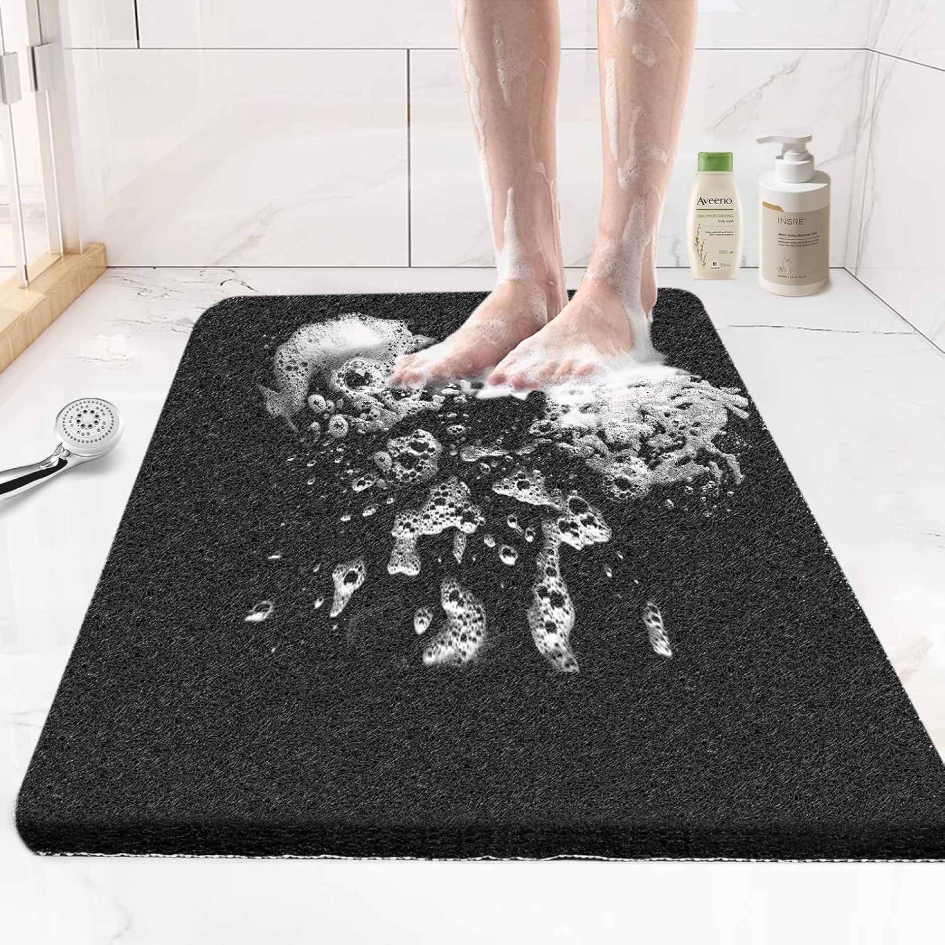 Joyhalo Shower Mats for Showers Anti Slip for Elderly, 30” x 17” Non Slip Bath Mat for Inside Shower, Bath Tub Mats for Bathroom Non Slip for Shower, PVC Loofah Bathroom Mats, Black Joyhalo Shower Mats for Showers Anti Slip for Elderly, 30” x 17” Non Slip Bath Mat for Inside Shower, Bath Tub Mats for Bathroom Non Slip for Shower, PVC Loofah Bathroom Mats, Black